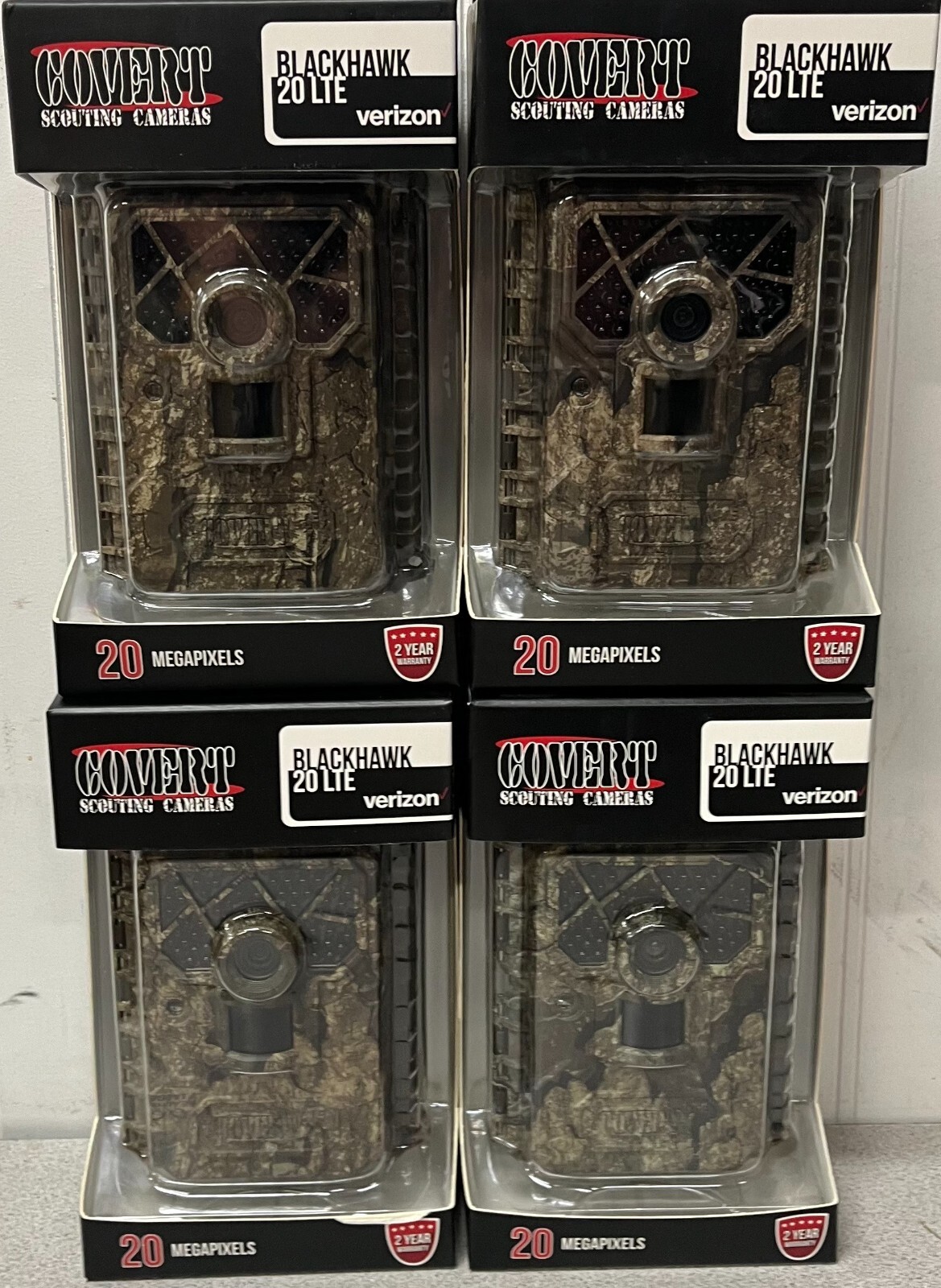 4 pack of COVERT Blackhawk 20 LTE Trail Camera CC5724