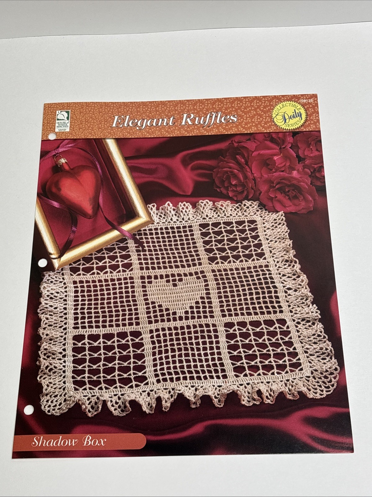 Shadow Box Elegant Ruffles Crochet Doily Pattern Card House of White Birches