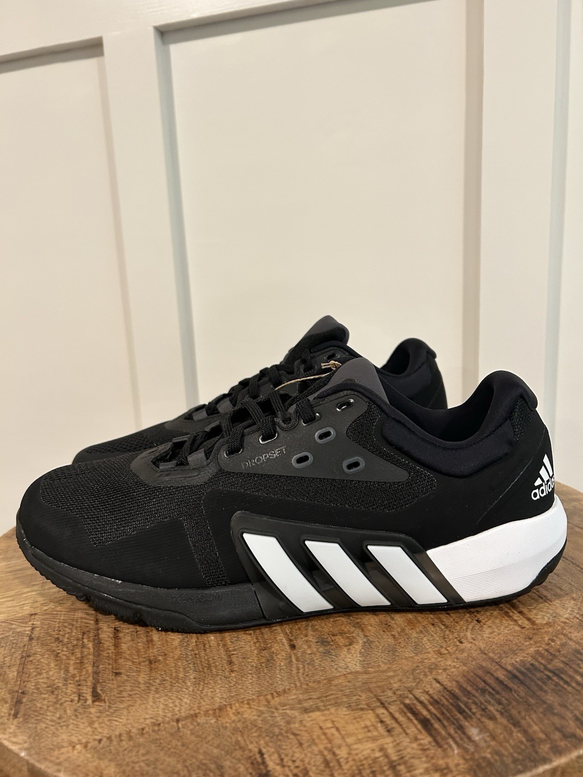 Size 12-Men’s adidas Dropset Cross Training Shoes Black White Brand New