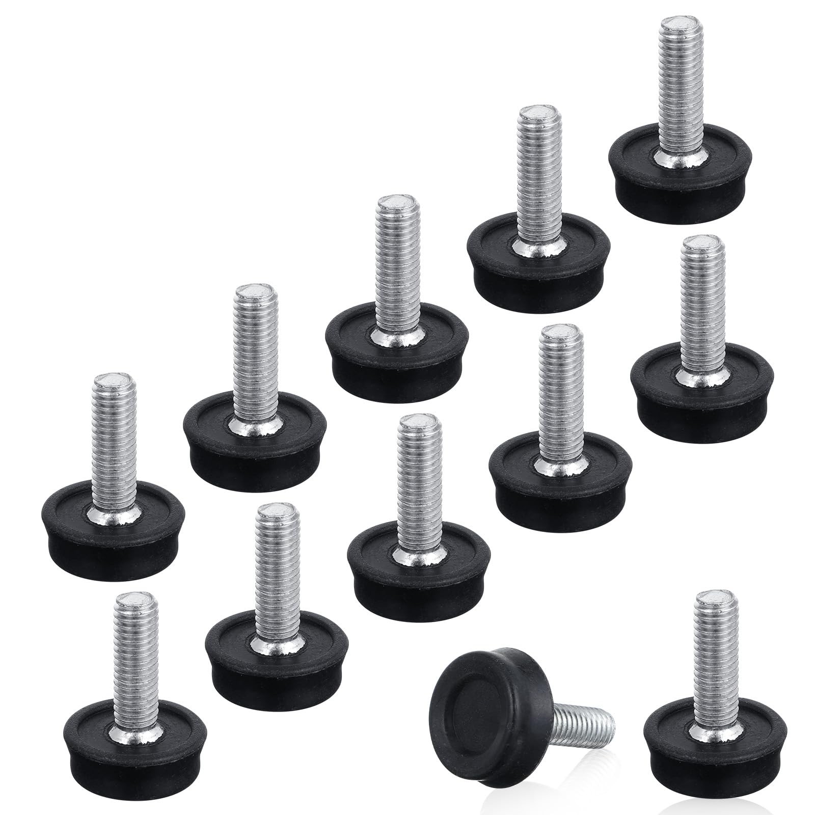 M8 Thread Leveling Feet, 12 PCS Adjustable Furniture Levelers, Rubber Threade...