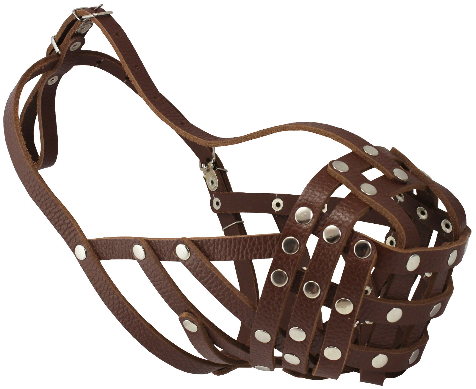 Secure Genuine Leather Dog Mesh Basket Muzzle 13-3" snout English Bulldog Boxer