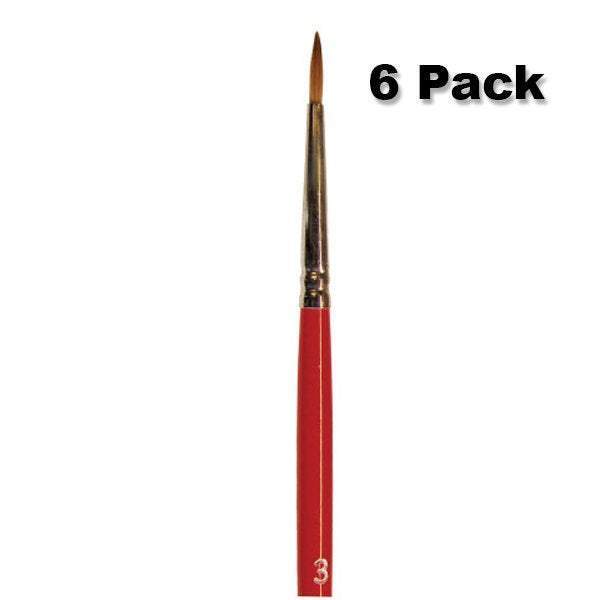 Wooster Brush Red Sable Oil Round F1620 Size #3 Artist Brush - Pack of 6