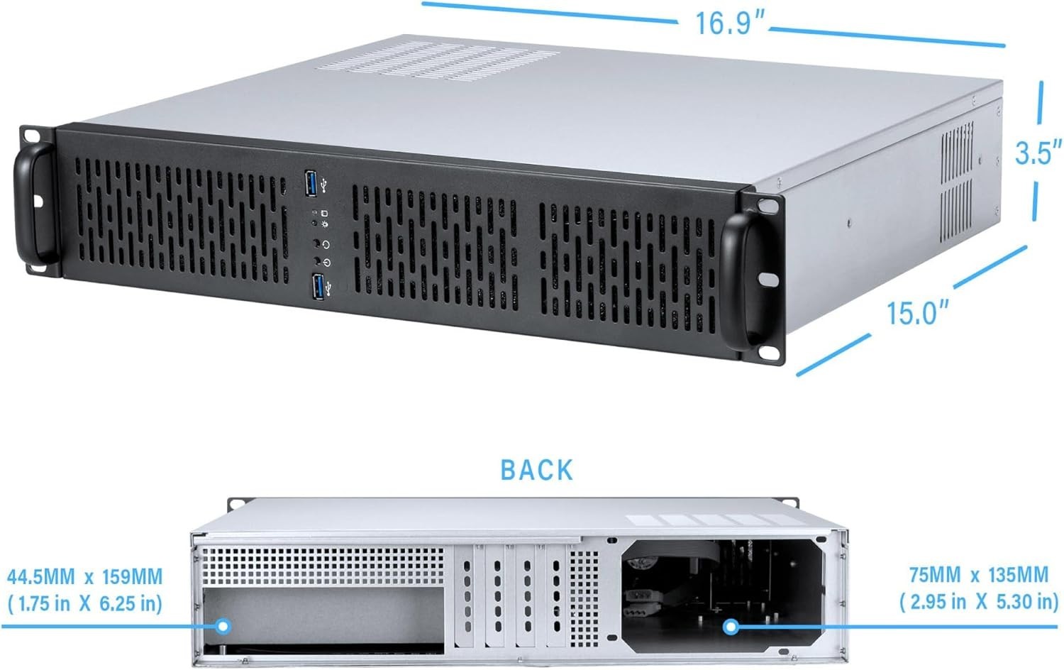 Rosewill 2U Server Chassis Rackmount Case | 4 3.5" HDD Bays | Micro-ATX