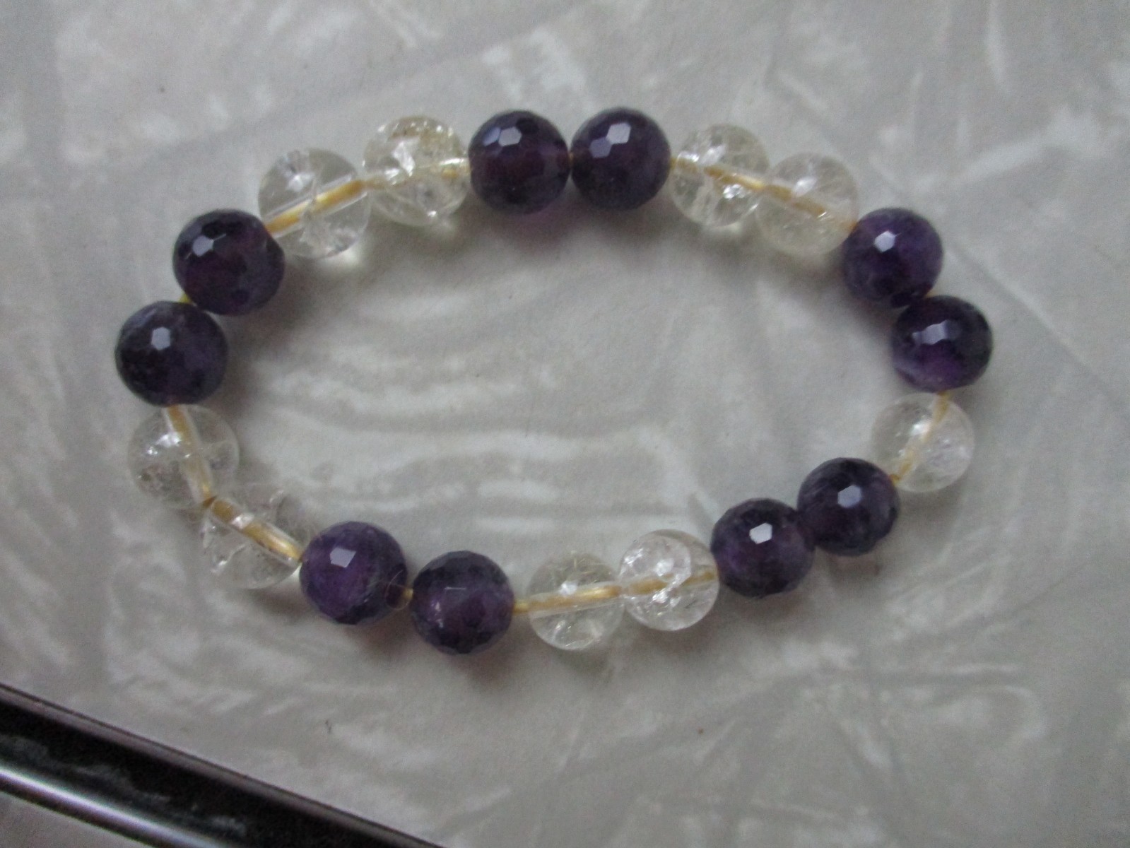 Amethyst gemstone stretch bracelet birthstone hippy rocks