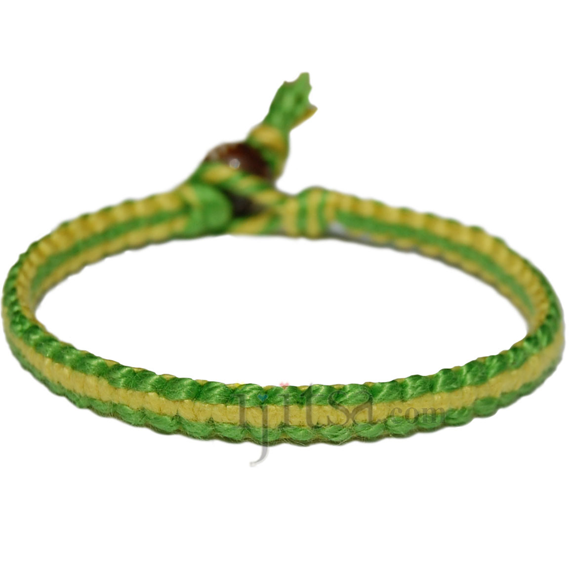 Vivid green and lemon flat cotton bracelet or anklet