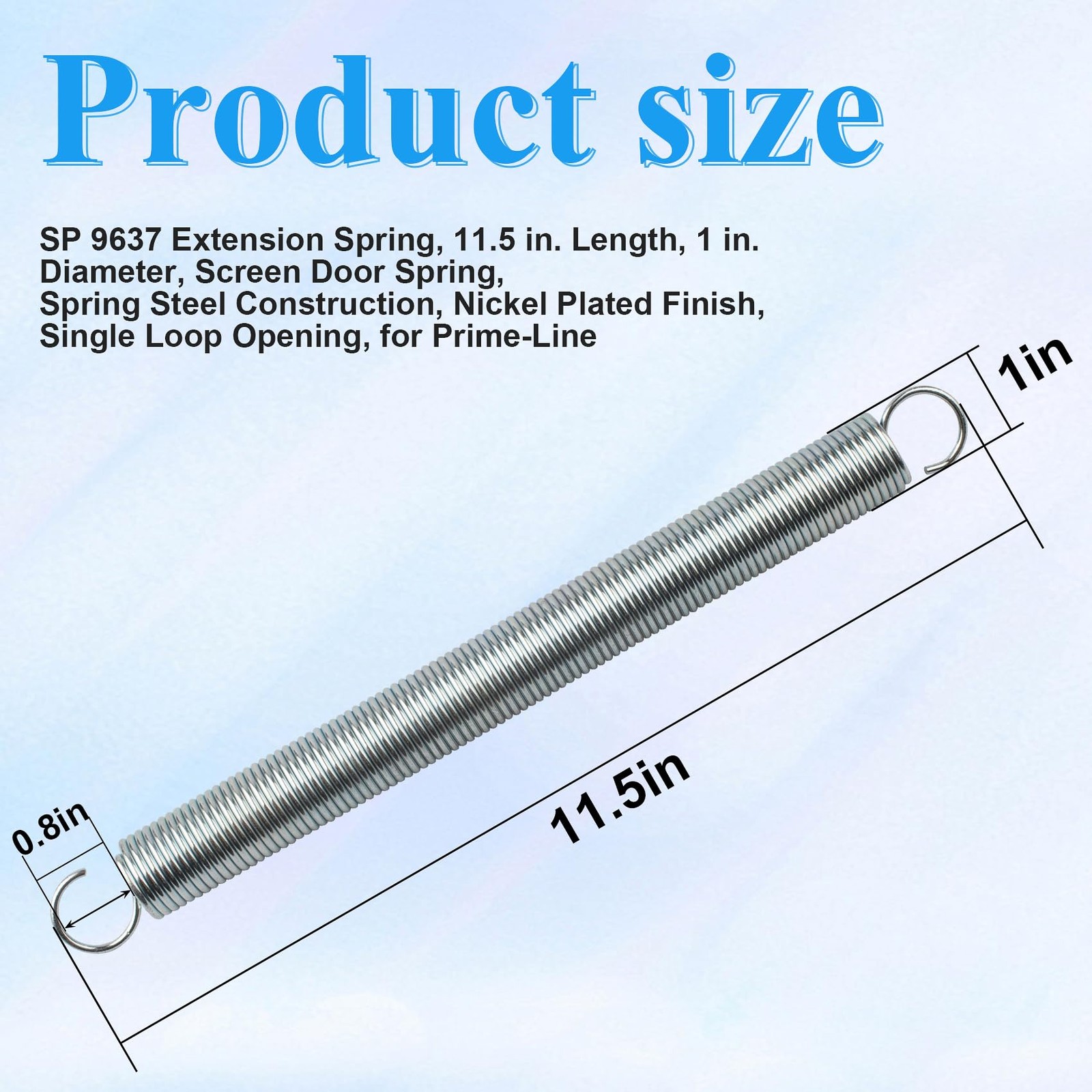 Screen Door Spring Single Loop Opening 9637 Replacement Silvery