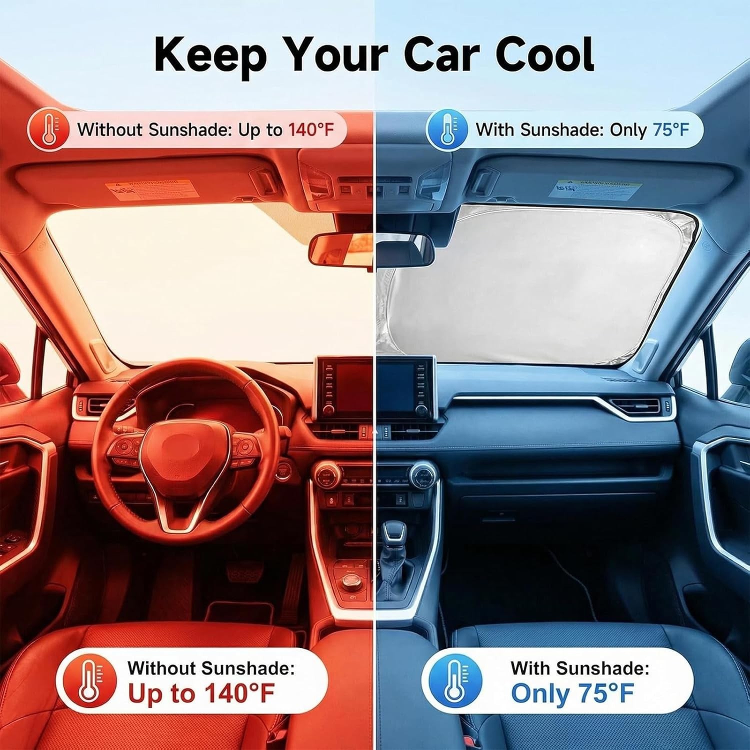 Windshield Shade Compatible with Ford Bronco 2021-2026 Foldable Front Window Sun