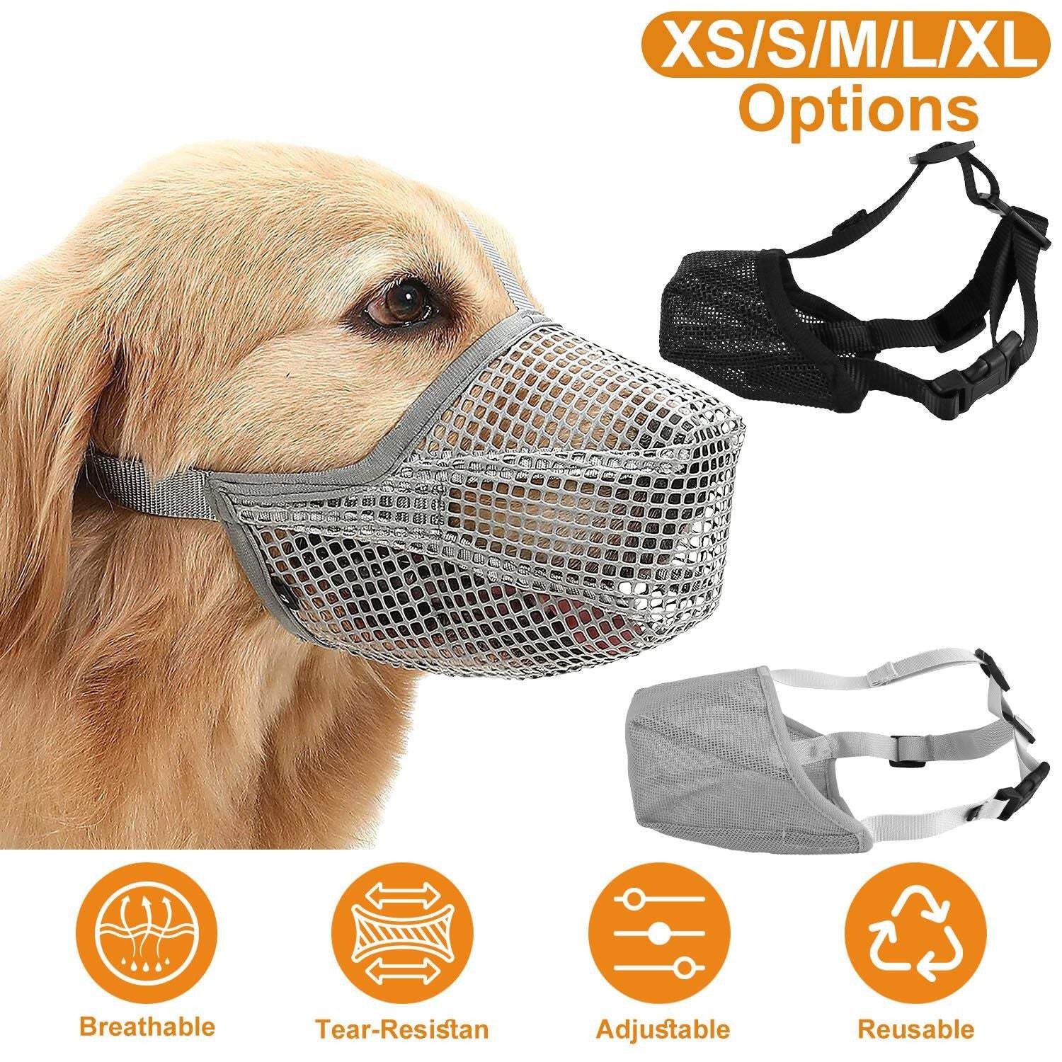 Pet Muzzle Mask Soft Mesh Muzzle Adjustable Dog Mouth Cover with Breathable Mesh