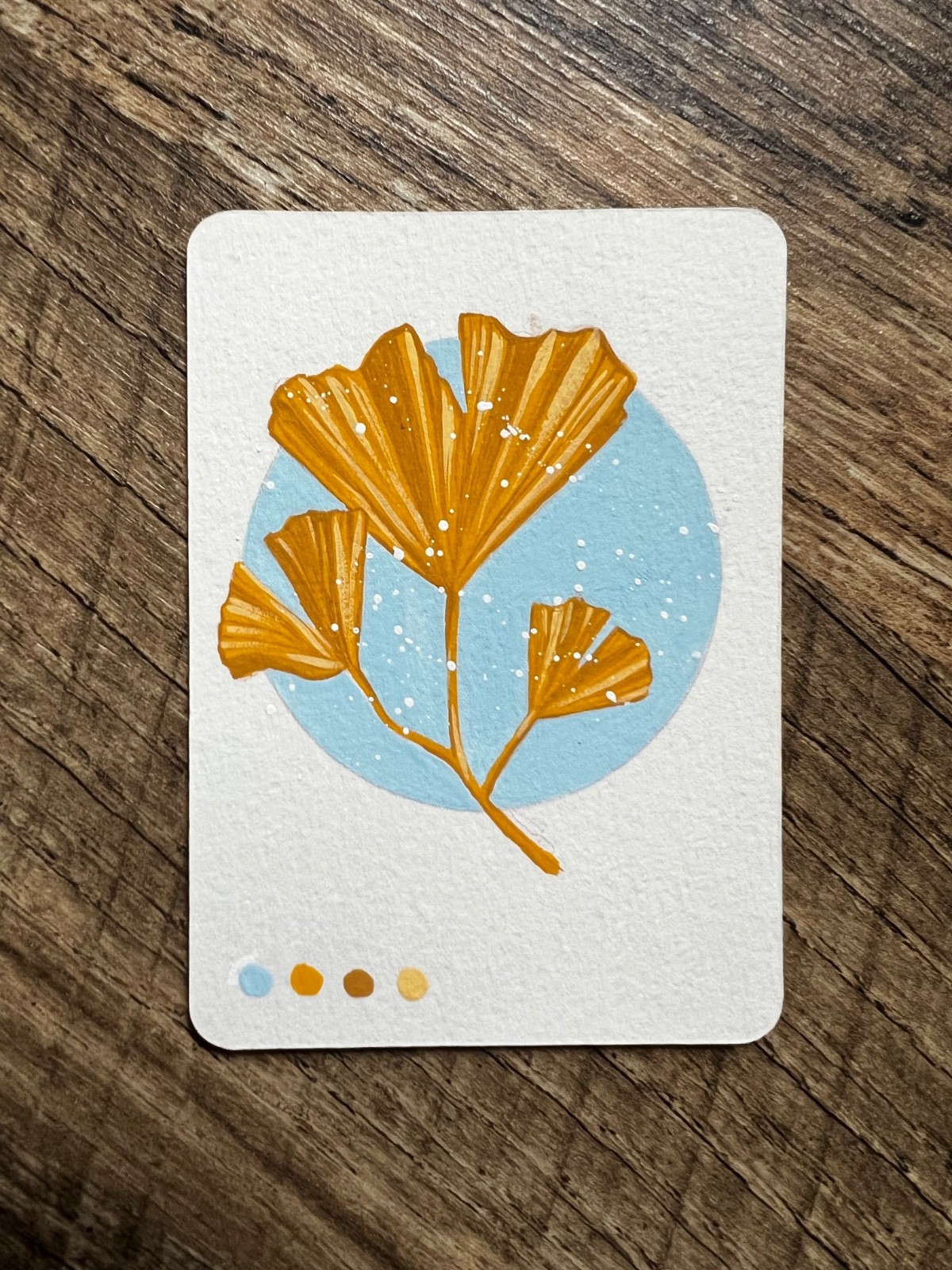 ACEO original painting- Ginko Leaves