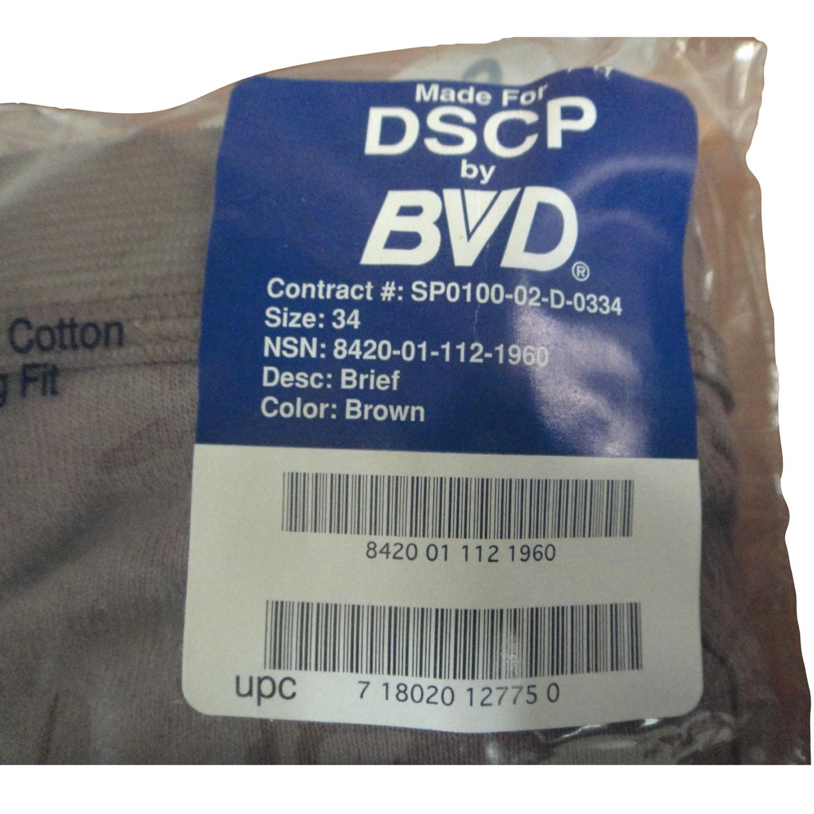 6 Pair US Military Men's BVD 100% Cotton Briefs**NEW**Size 34, 2 3-Packs