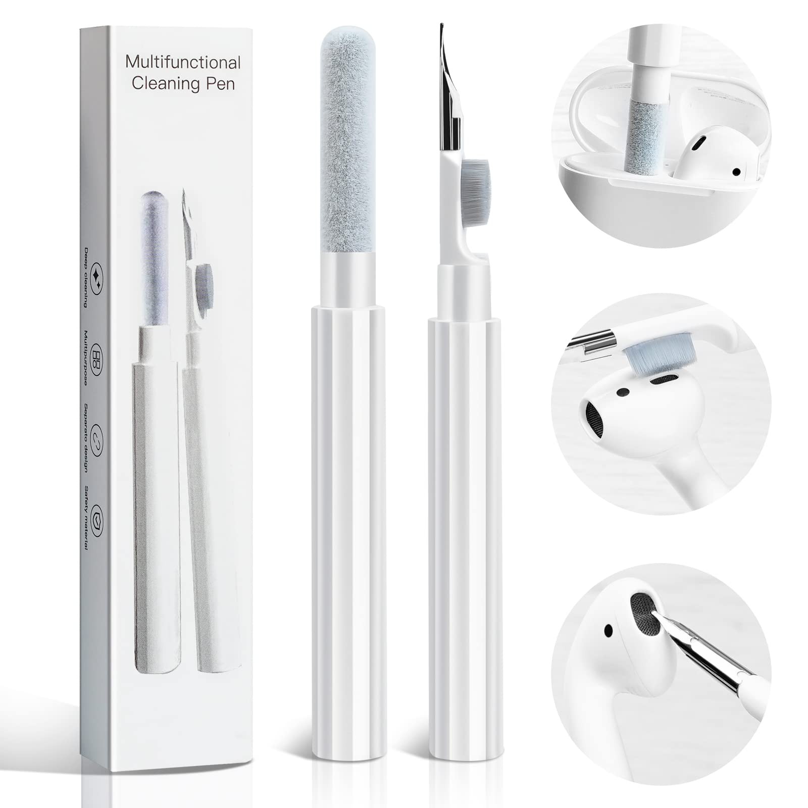 Earbuds Cleaning Kit Earphone Cleaner Multi-Function Pen with White