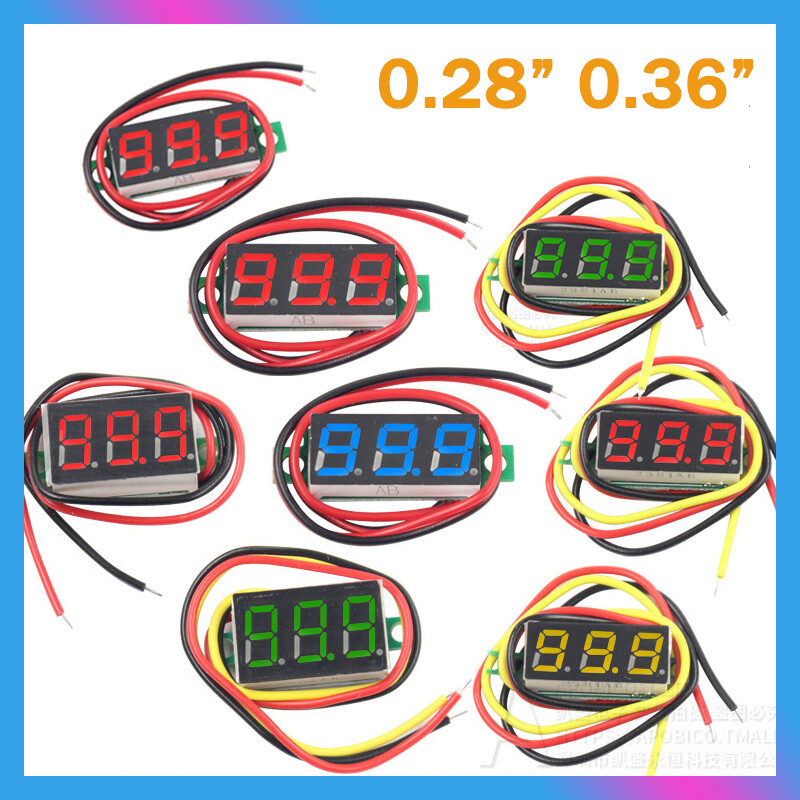 Voltage Display DC Meter LED Digital Mini Voltmeter Wires 4.5 - 30V Panel Tester
