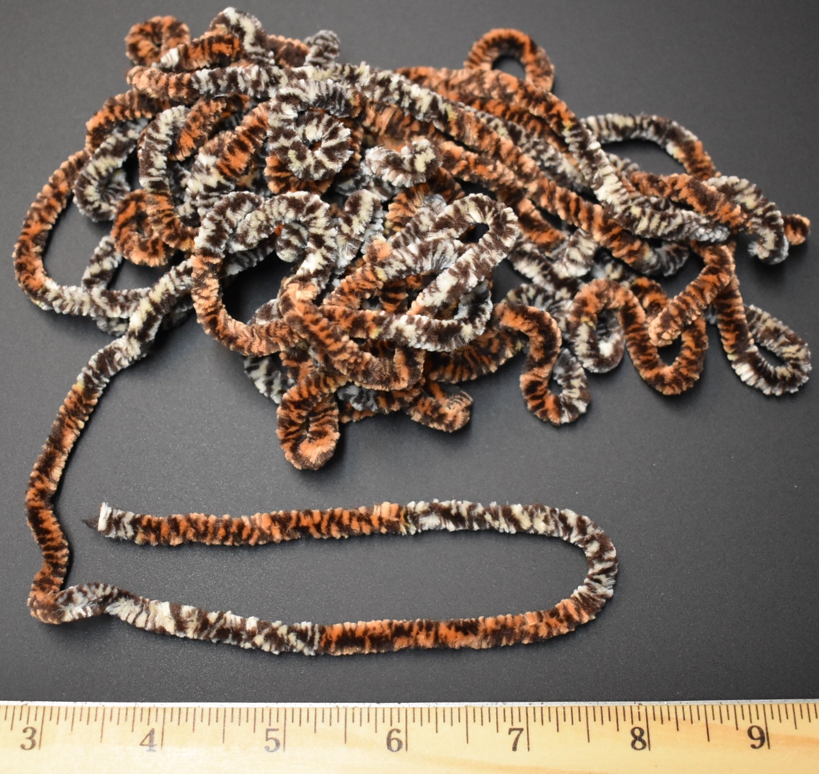 5 Yards Round Variegated COPPER CREAM BROWN  Medium Chenille for Fly Tying
