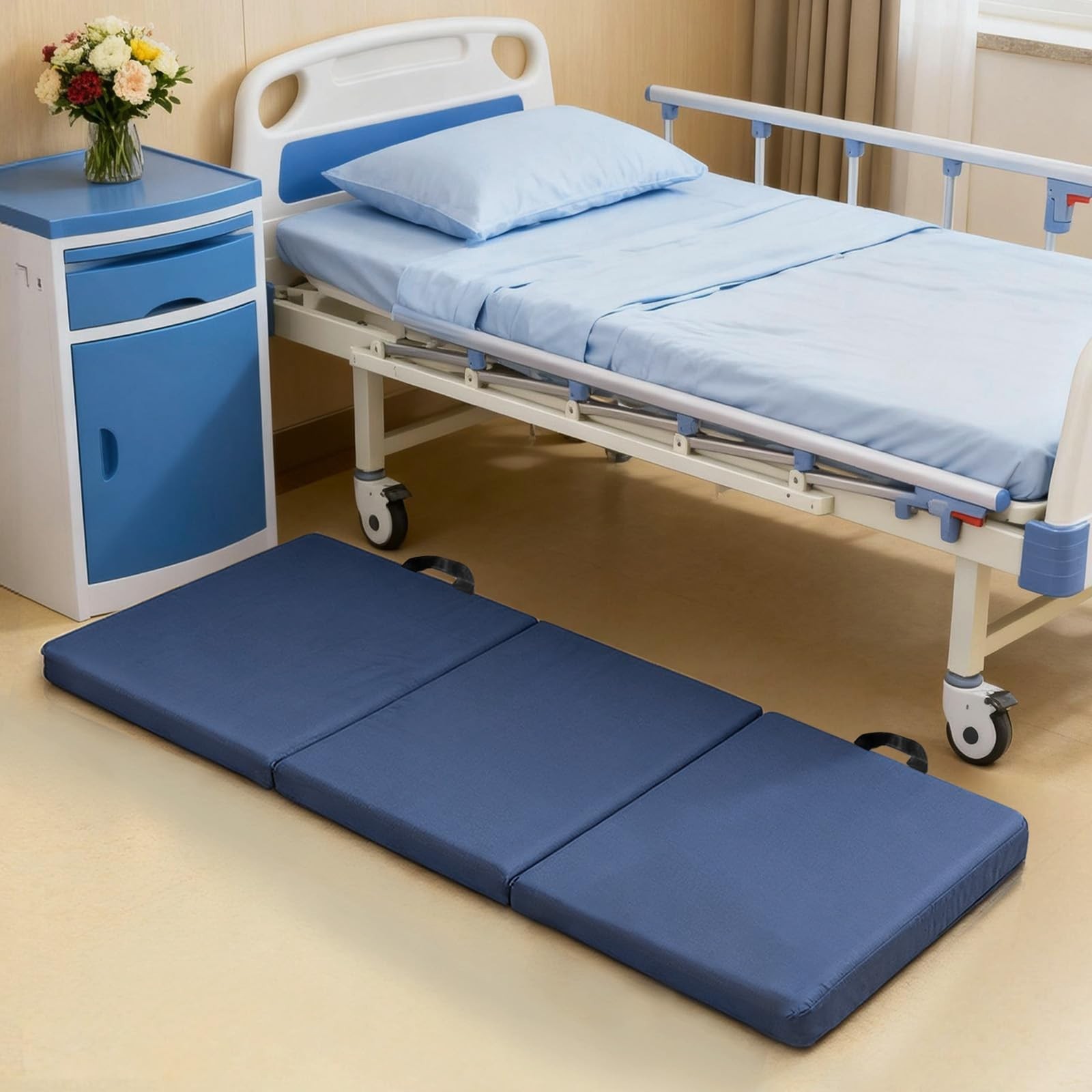 Foldable Fall Protection Mat for Elderly Blue Waterproof Non Slip Floor Mats ...
