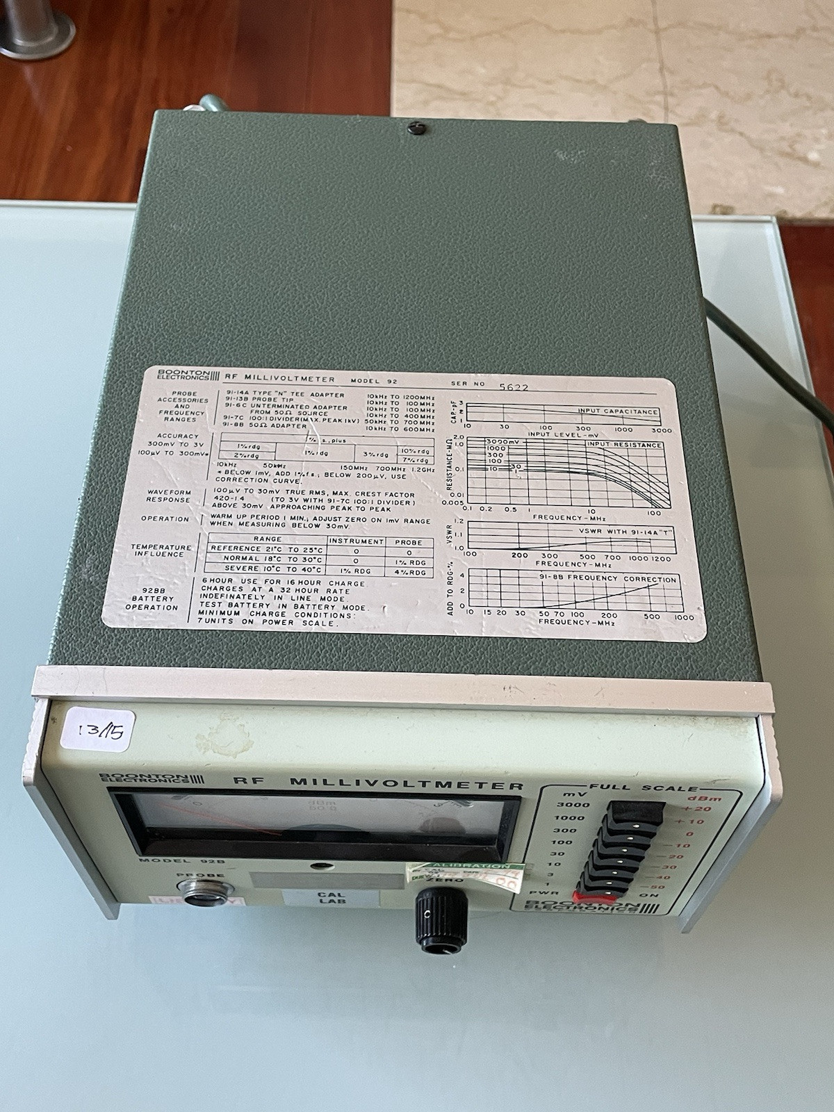 Boonton RF Millivolt Meter Model 92B No Probe Powers On As Is