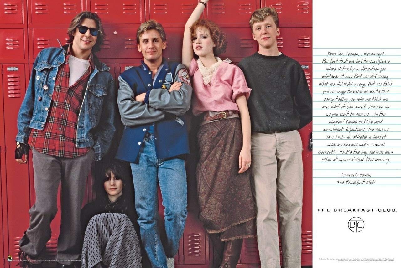 YOOY The Breakfast Club Poster 36 x 24in， 36"L x 24"W, Pink