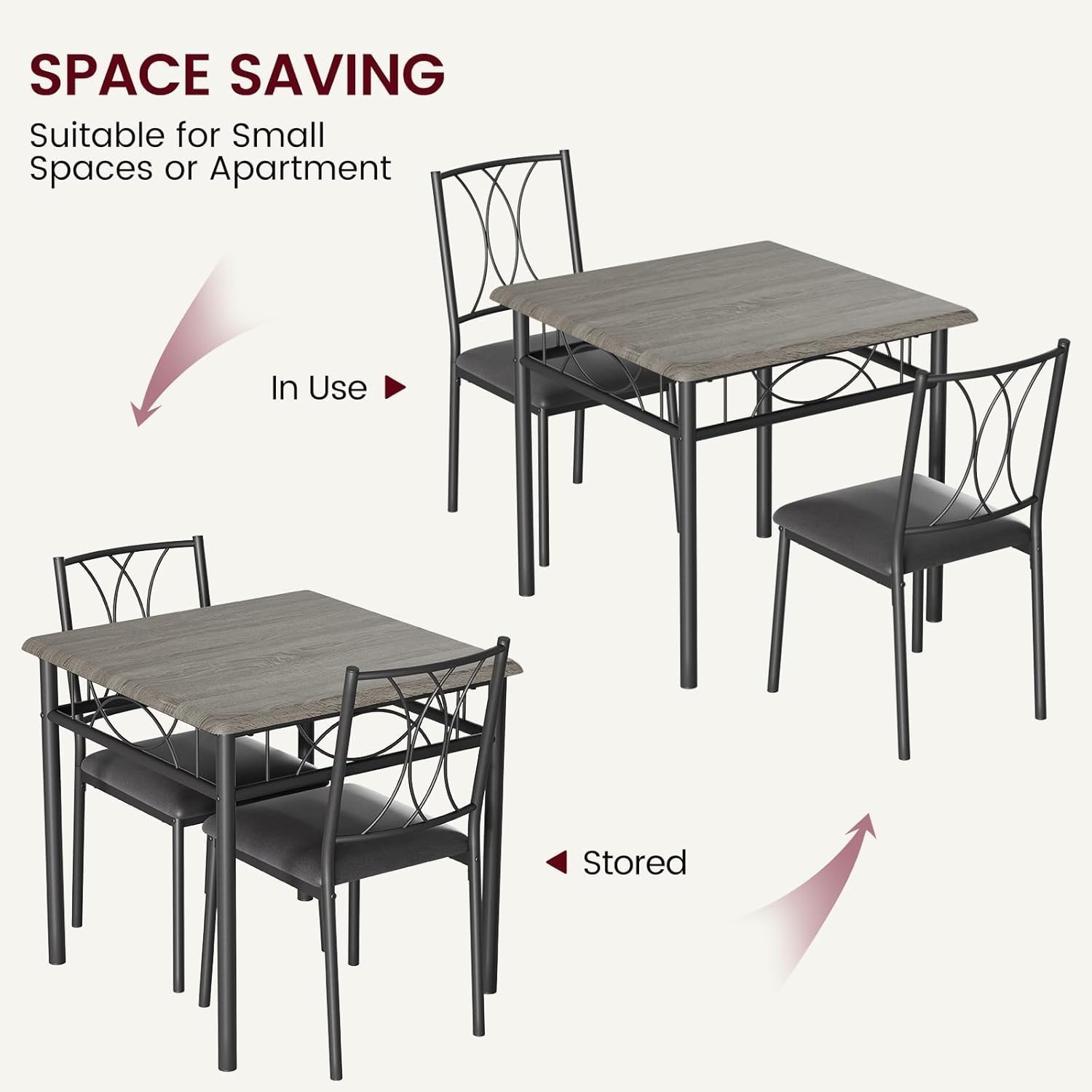 3 Piece Dining Table Set for 2 kitchen Table Dinette With Upholstered Chairs