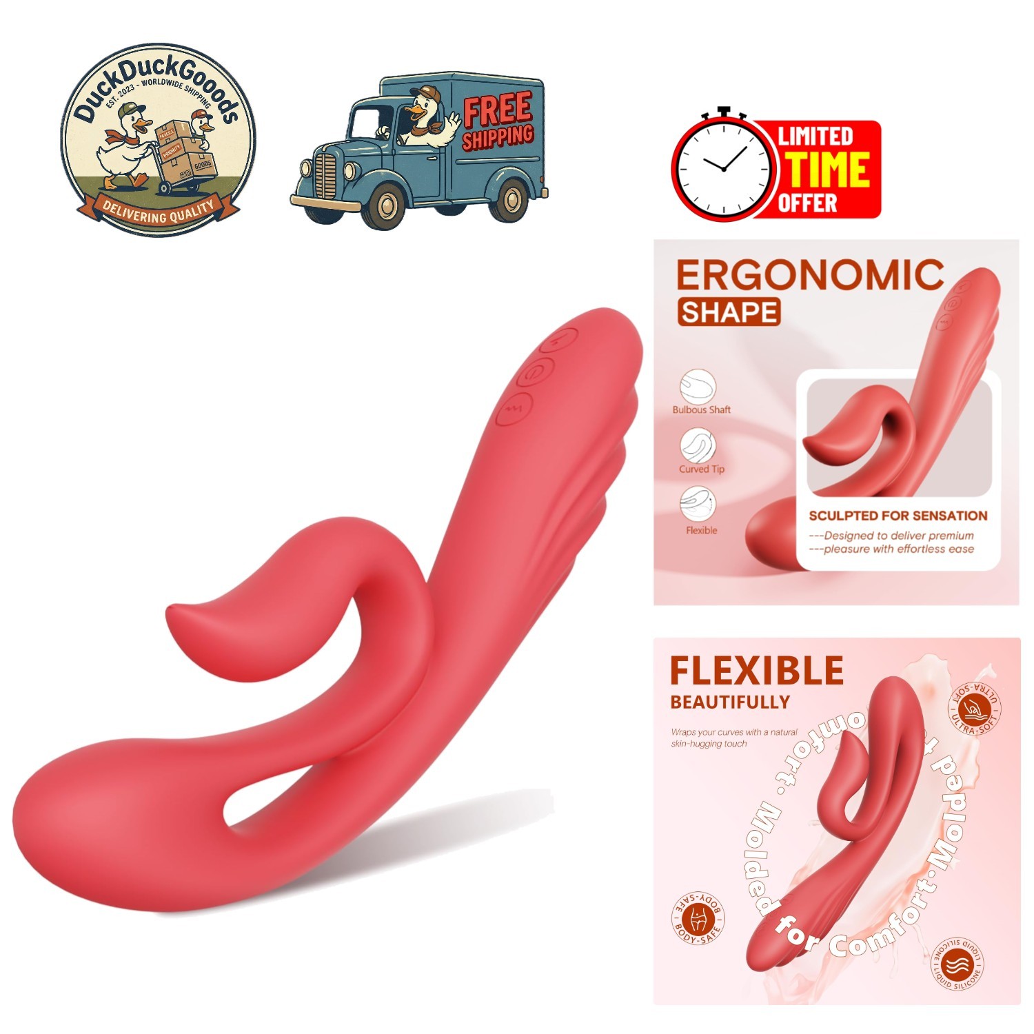 Rechargeable Dual Motor Vibrator – 9 Deep Vibration Modes for Enhanced Pleasure