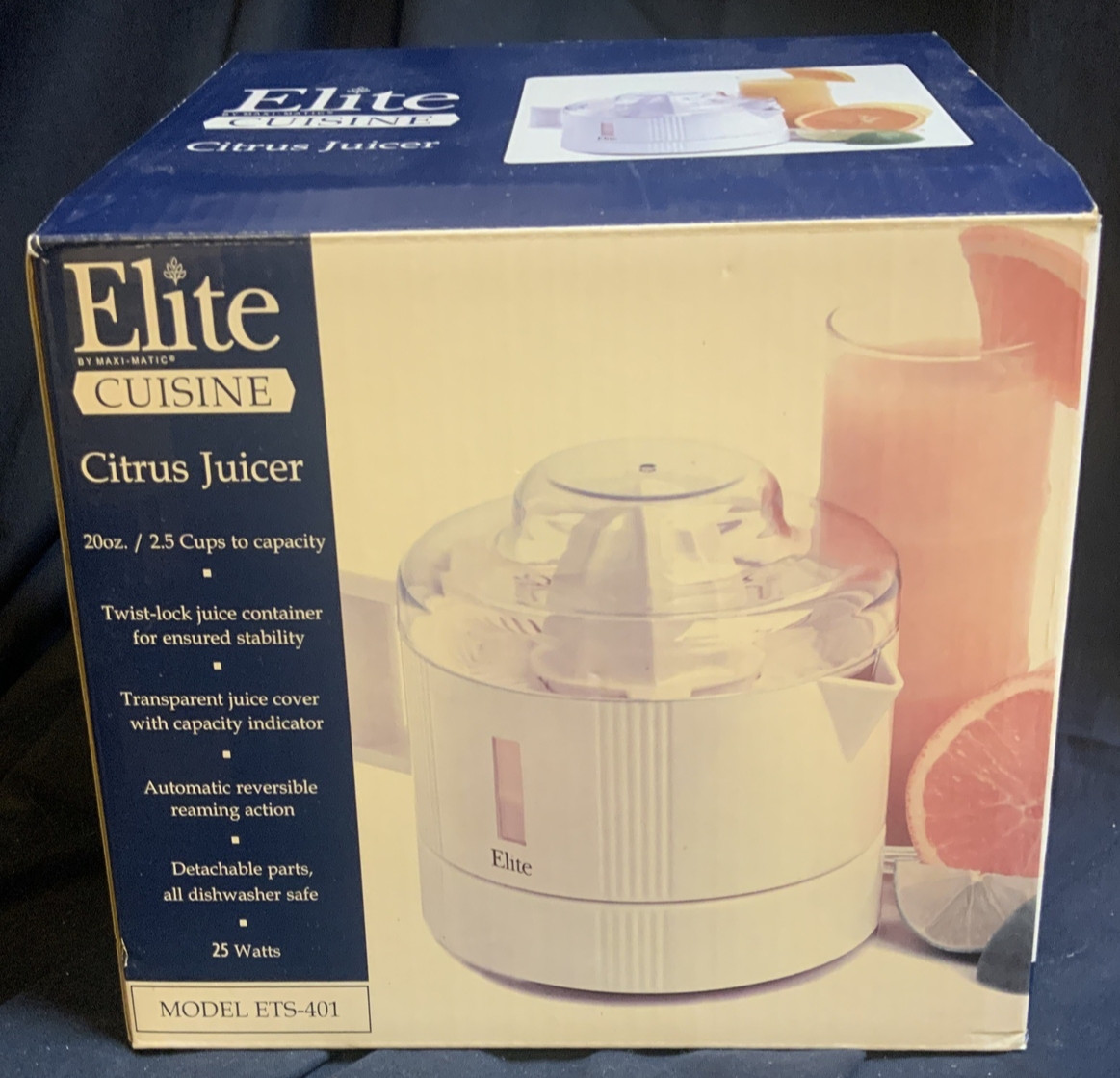 Elite Cuisine 2.5 Cup Citrus Juicer ETS-401 Electric Cord Instruction Manual