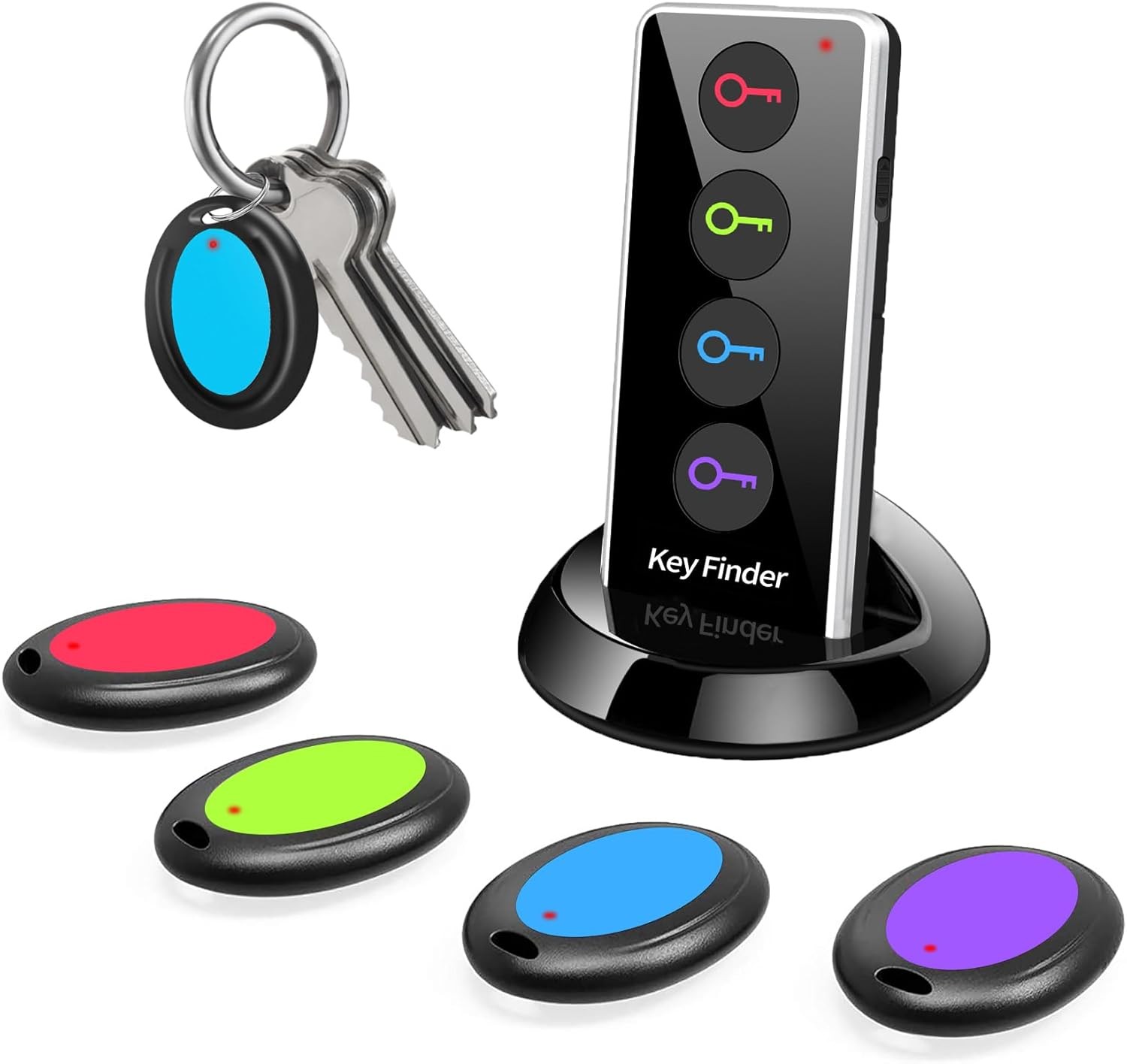 Key Finder,85dB+ Item Locator Tags with 131ft. Working Range,Wireless Silver