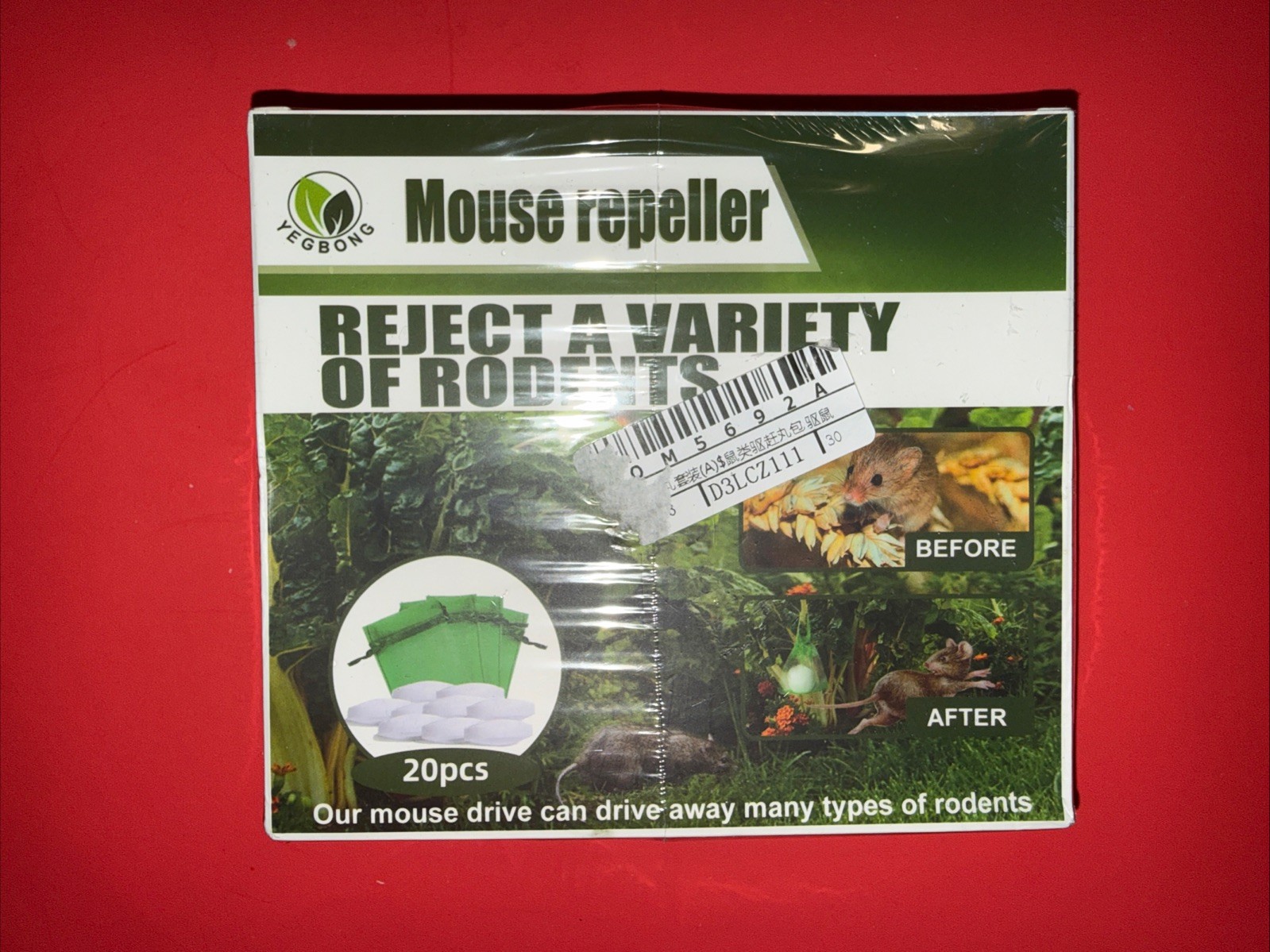 YEGBONG Natural Rodent Repellent Peppermint Sachets 20Pack Mouse, squirrel NEW