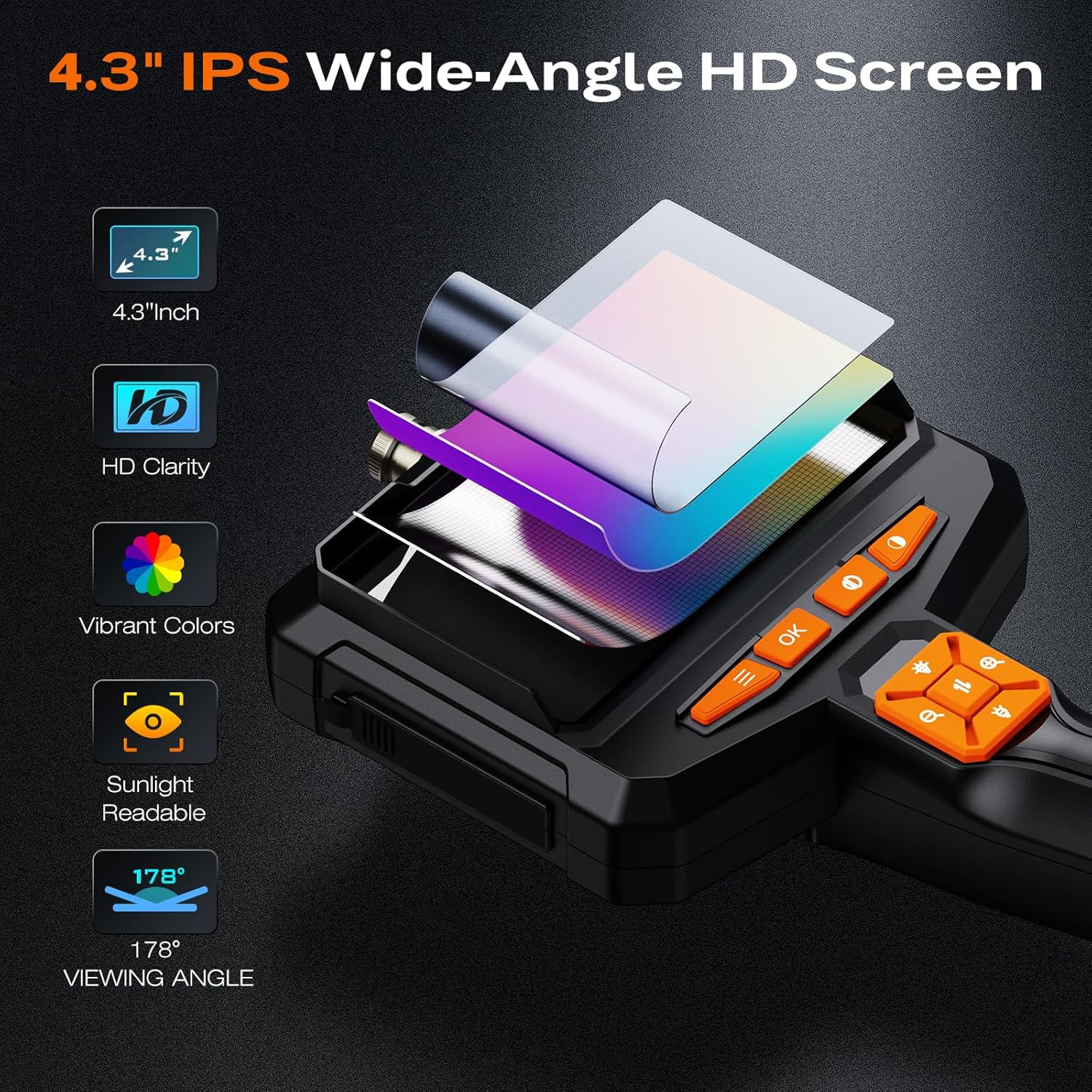 Endoscope Camera with Light, Handheld Borescope with 4.3" IPS Screen, 1080P H...