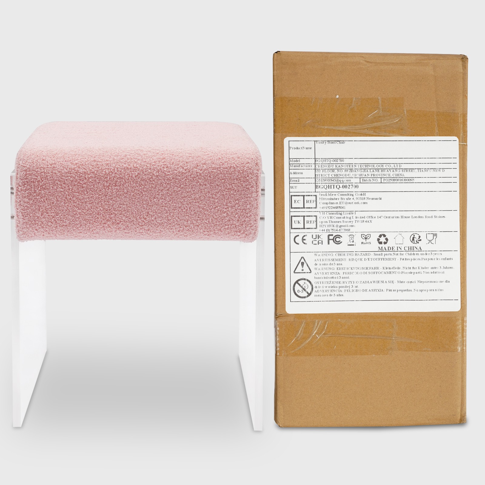 Makeup Stool Modern Minimalist Multi-functional Vanity Acrylic Chair w/ Cushion