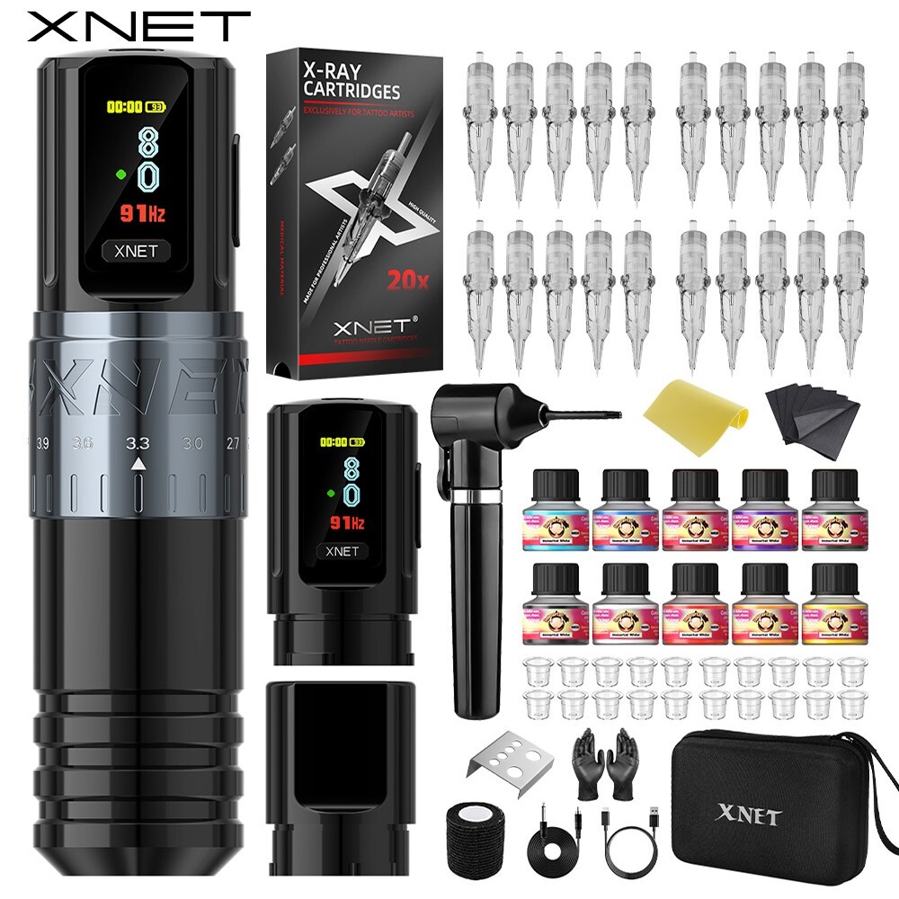 Wireless Tattoo Machine Kit Stroke 2.4-4.2mm Ink Shaker 10pcs Ink Tattoo Artists
