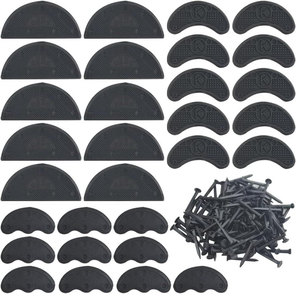 30PCS Heel Plates Black Heel Taps Rubber Tips Sole Heel Repair Pad Replacement w