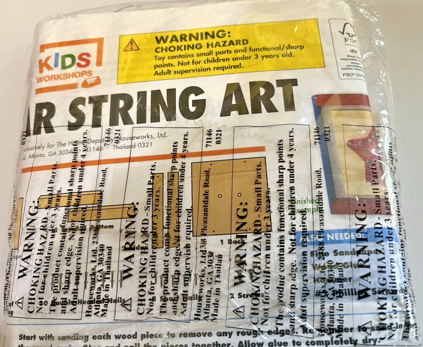 Home Depot Kids Workshop--Red Star STRING ART Kit-- Wood Craft-- NEW