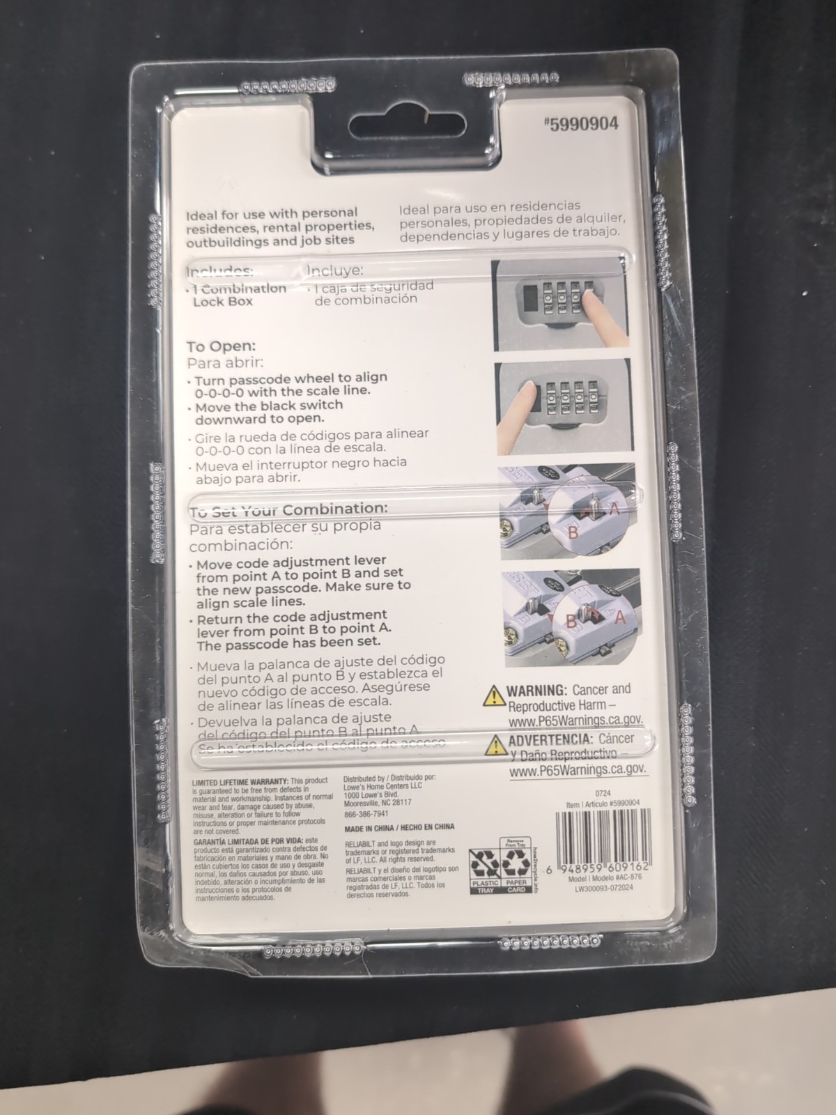 Reliabuilt Key Safe Combination Lock Box With Shackle