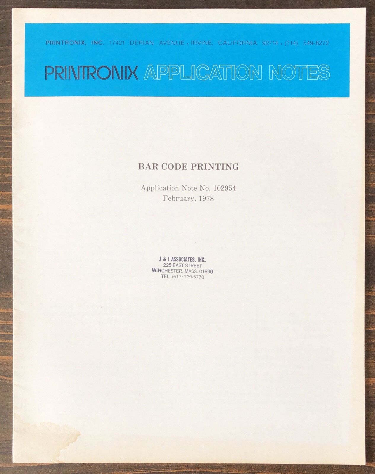 Printronix - Bar Code Printing Application Note Manual 1978