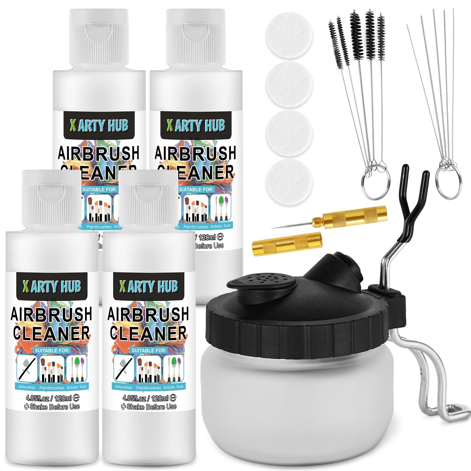 X ARTY HUB Airbrush Cleaning Kit with 16.2 fl oz Cleaner