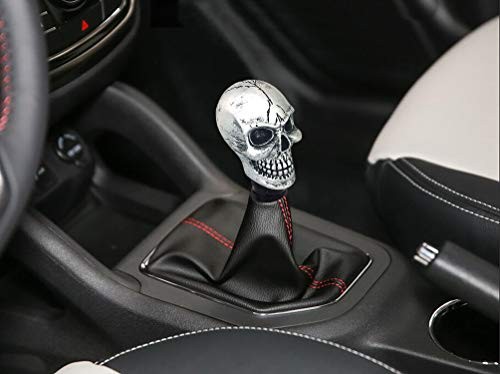 Skull MT Car Stick Shifter Handle, Gear Shift Knob Small Teeth Devil Silver