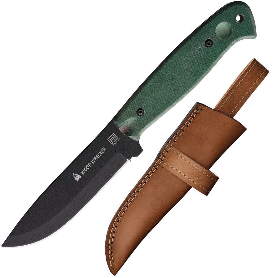 FH Knives Wrecker Fixed Knife 5.25" Stainless Steel Blade Canvas Micarta Handle