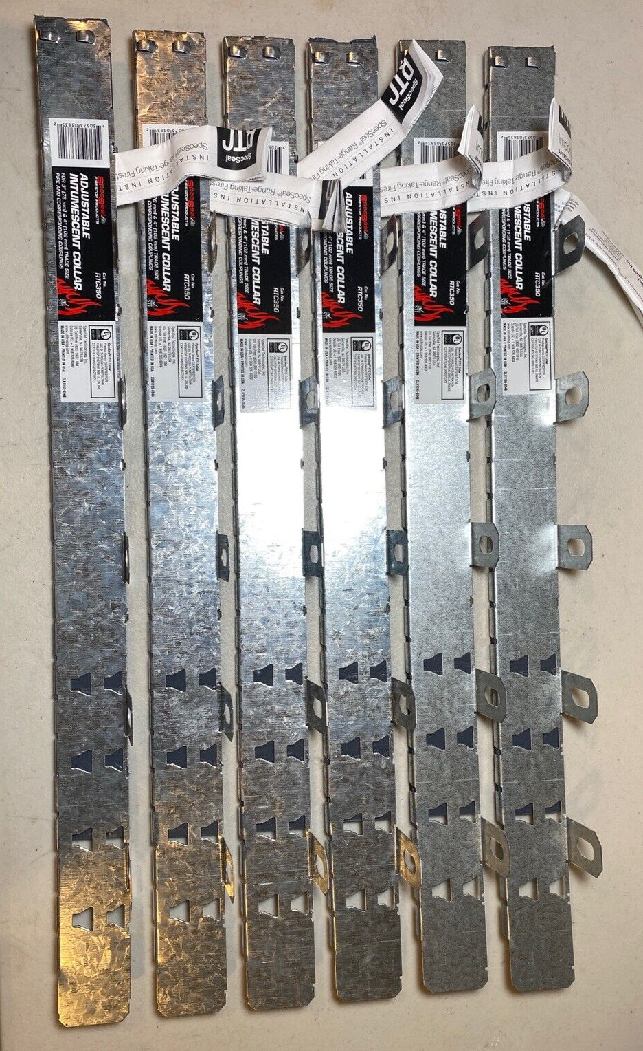 (6) SpecSeal RTC350 Adjustable Intumescent Firestop Collar 3-4" Pipe & Couplings