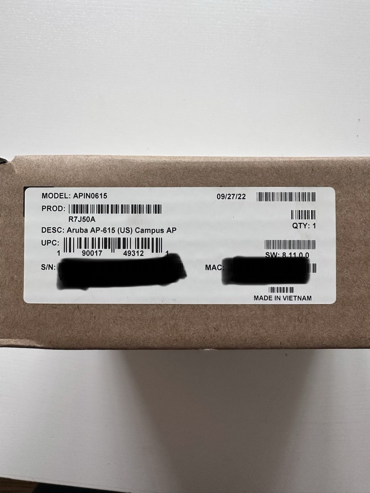 New R7J50A HPE Aruba AP-615 (US) WiFi 6E Campus Wireless Access Point APIN0615
