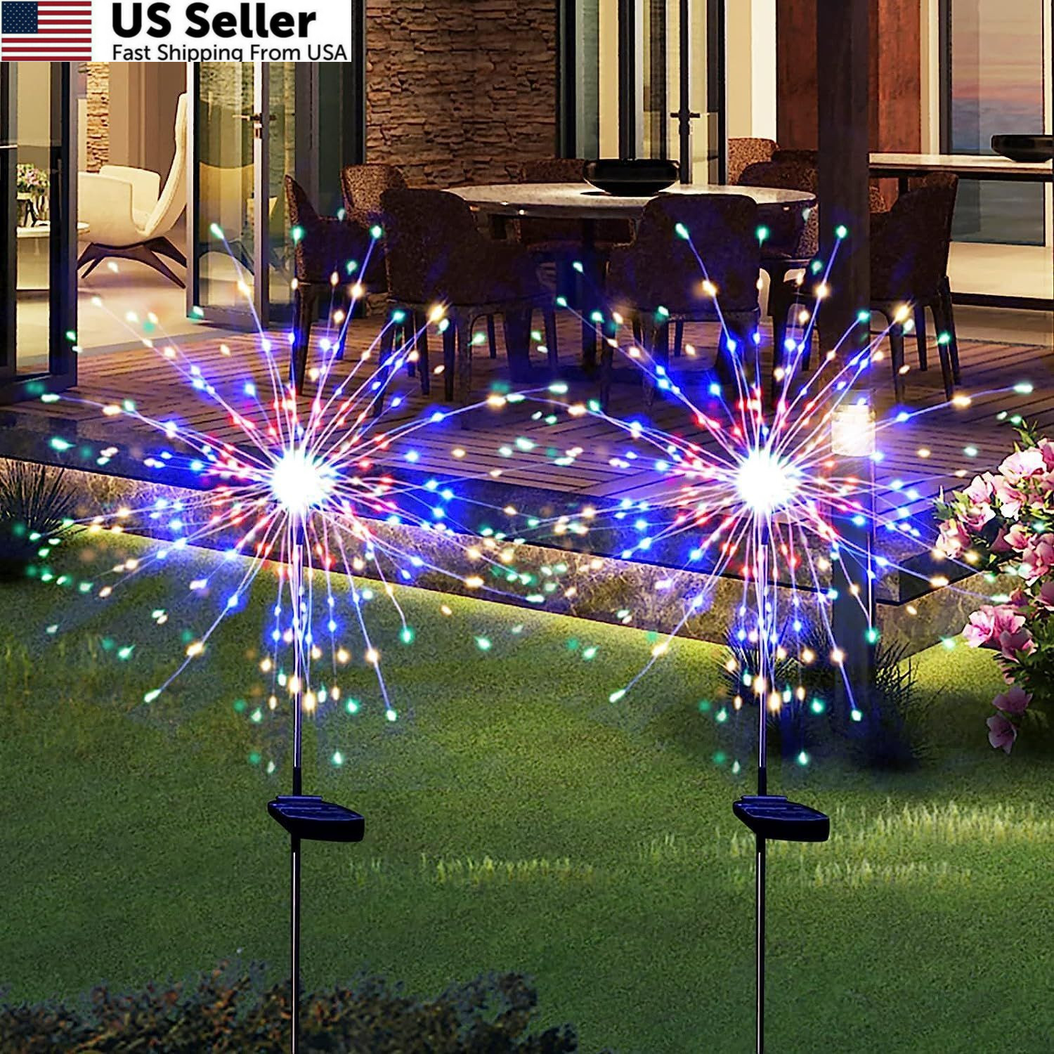 Solar Garden Lights for Outdoor Decor, Waterproof 2 2 PACK 120 LEDS, Colorful