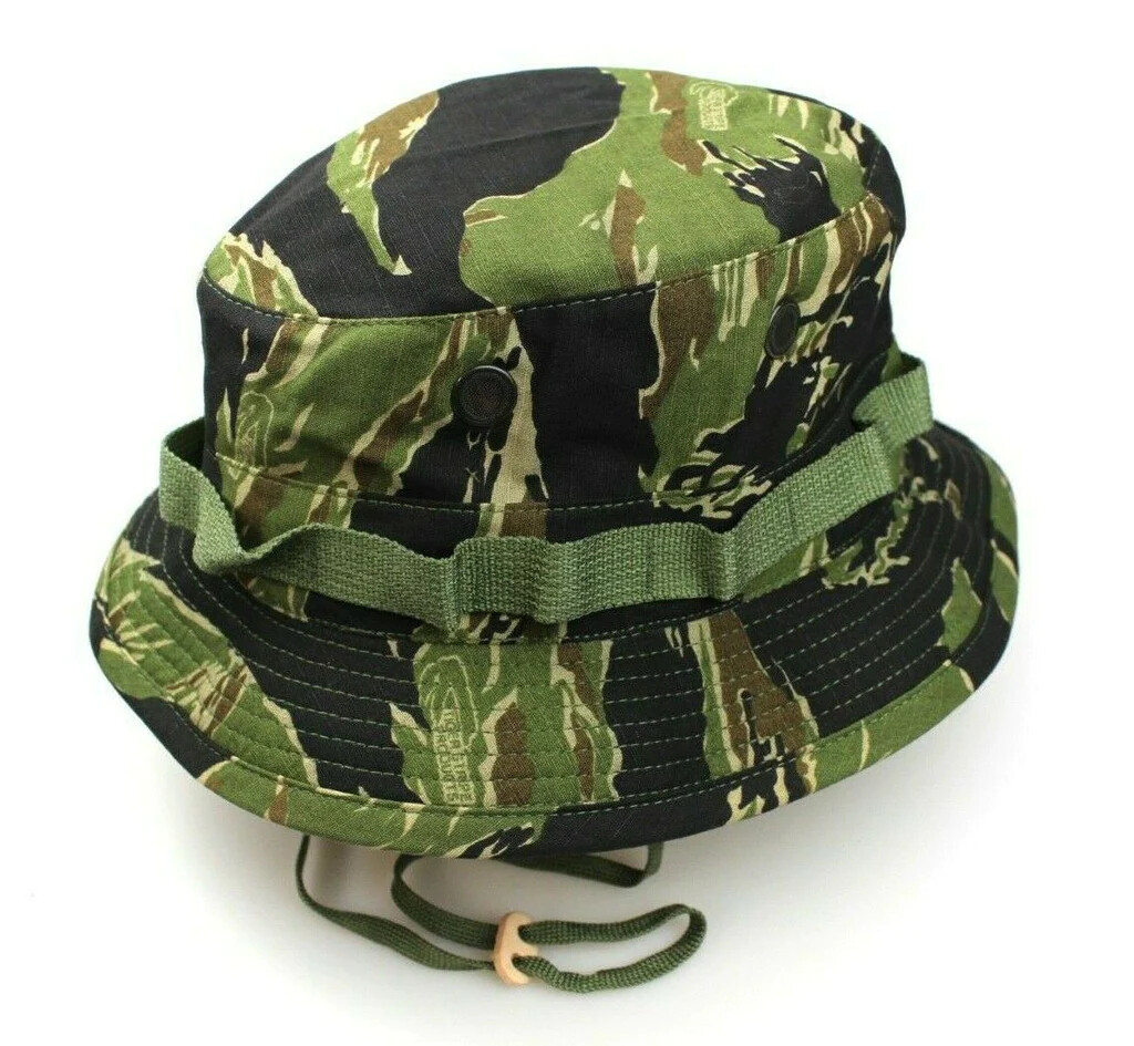Vietnam Shooter's 2" Short Brim Boonie Cover- Tiger Stripe Boonie Hat Govt Issue