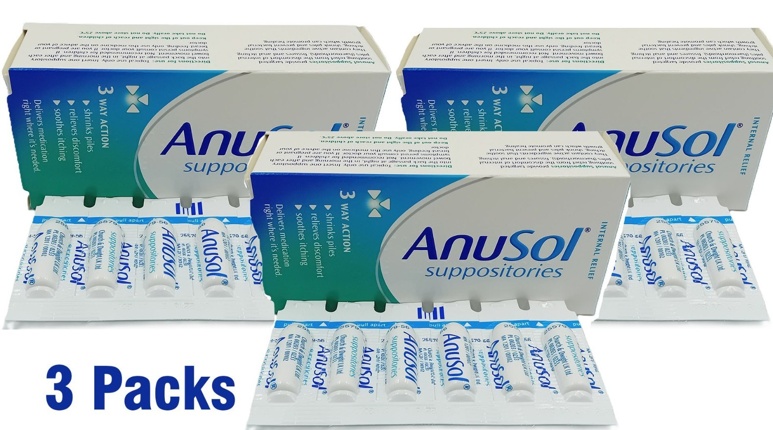 Anusol Suppositories 12,  exp 12/2027 , 3 Packs