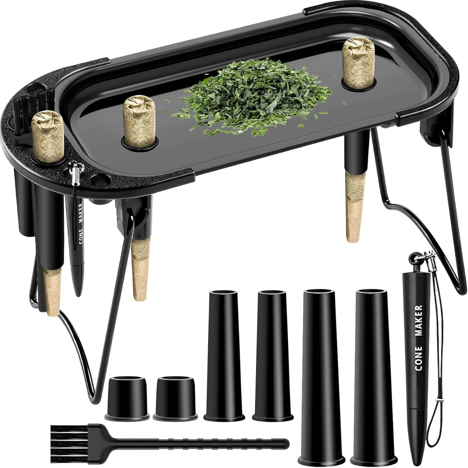 Metal Rolling Tray with Cone Loader, Cone Filler Roller, Rolling Machine & Tray
