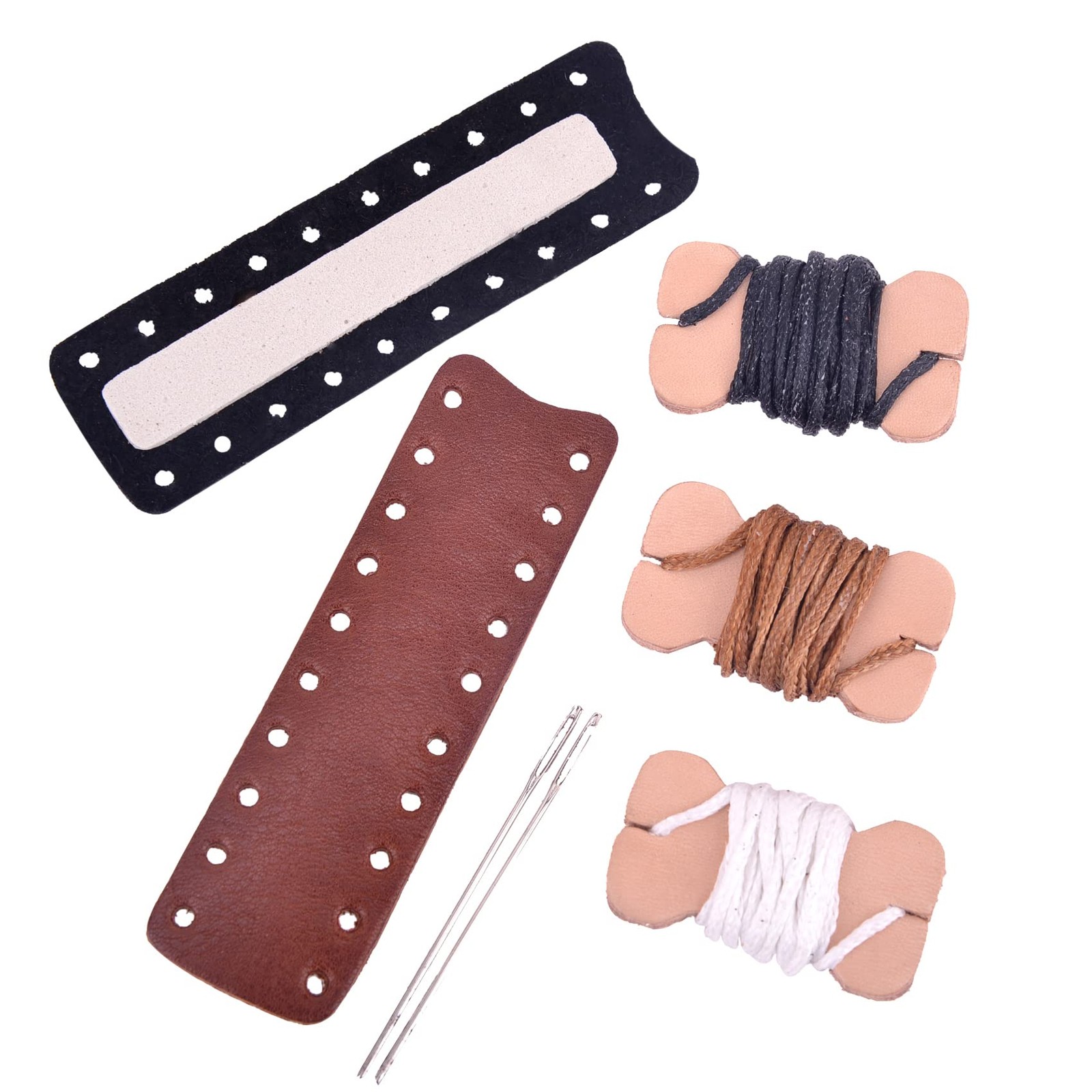 Cowhide Leather Lever Wraps with Needles and Waxed Thread for Rifles 3.5 Inch