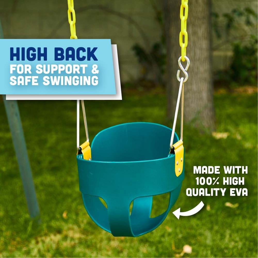 Squirrel Products High Back Full Bucket Toddler Swing Seat with Plastic Green