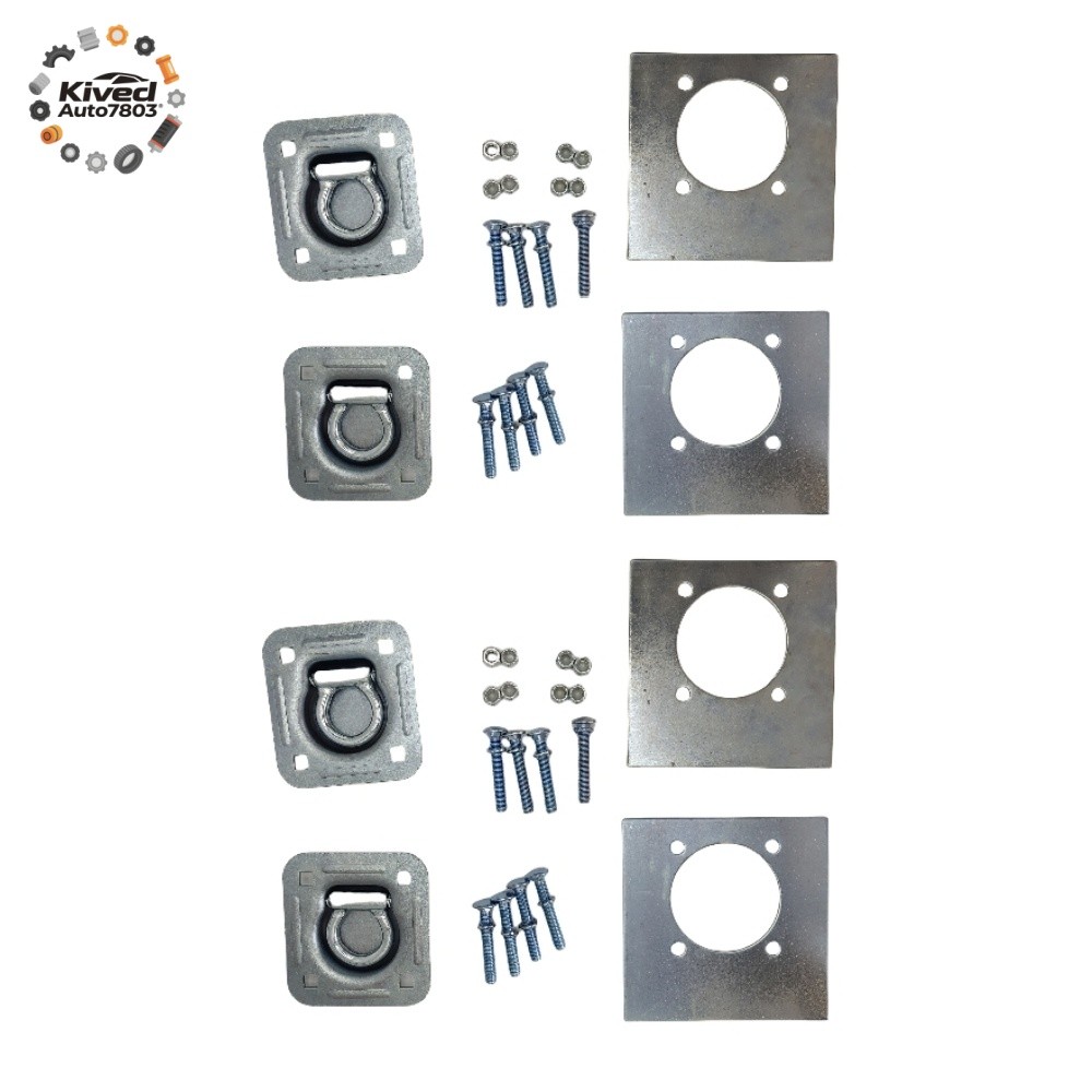 4 Pack Anchor Tie Down D-Ring Flush with Hardware For Cargo Trailer Silver