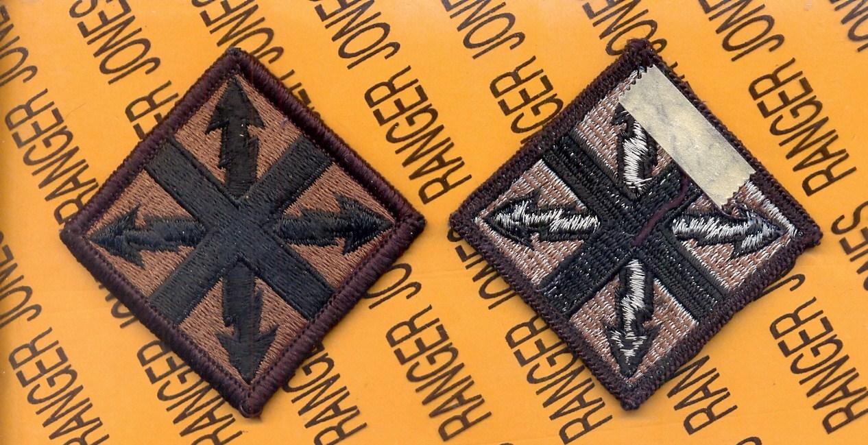 US Army 142nd Signal Brigade OD Green & Black duty uniform patch m/e