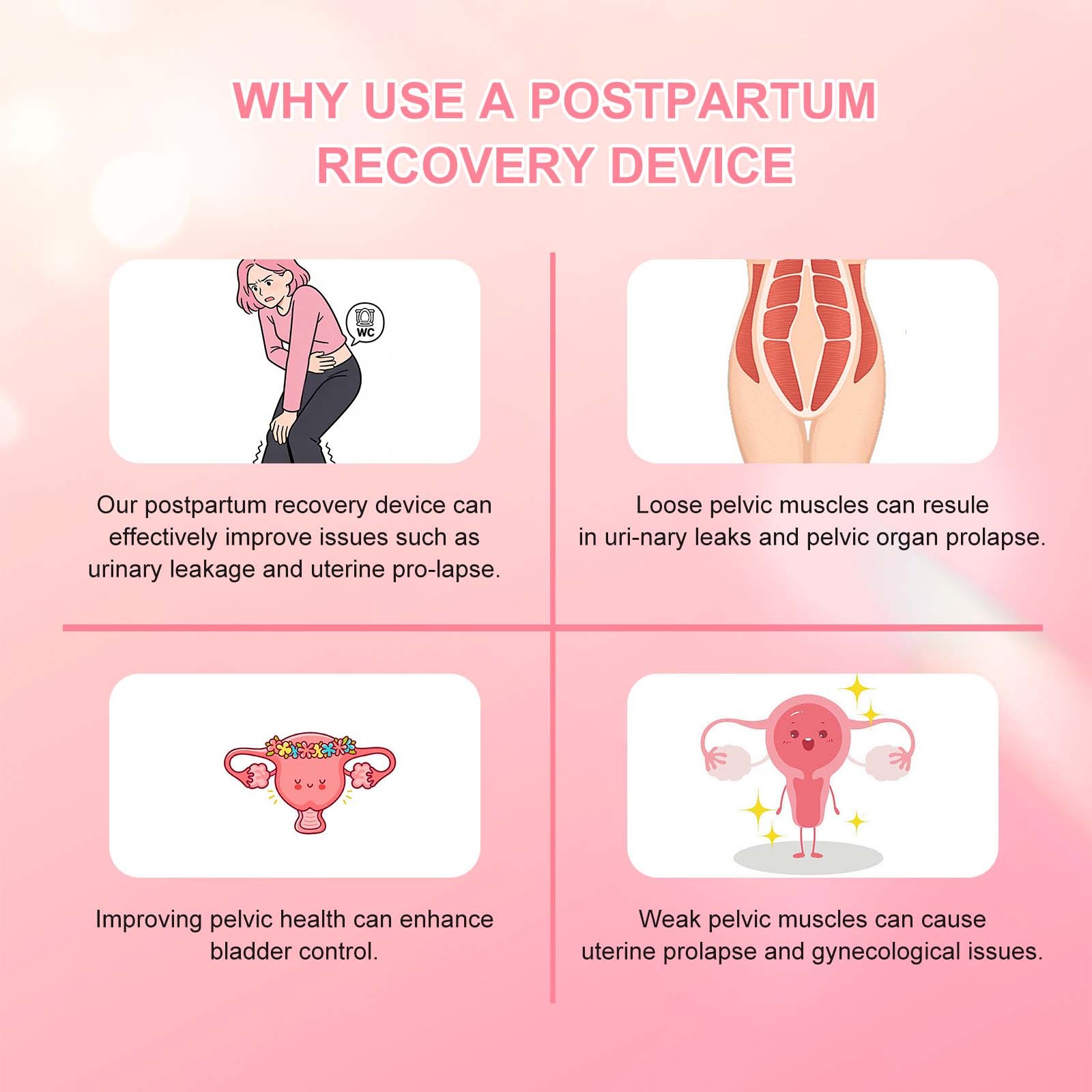 16-Electrode Postpartum Pelvic Floor Trainer Red Blue Light for for Incontinence