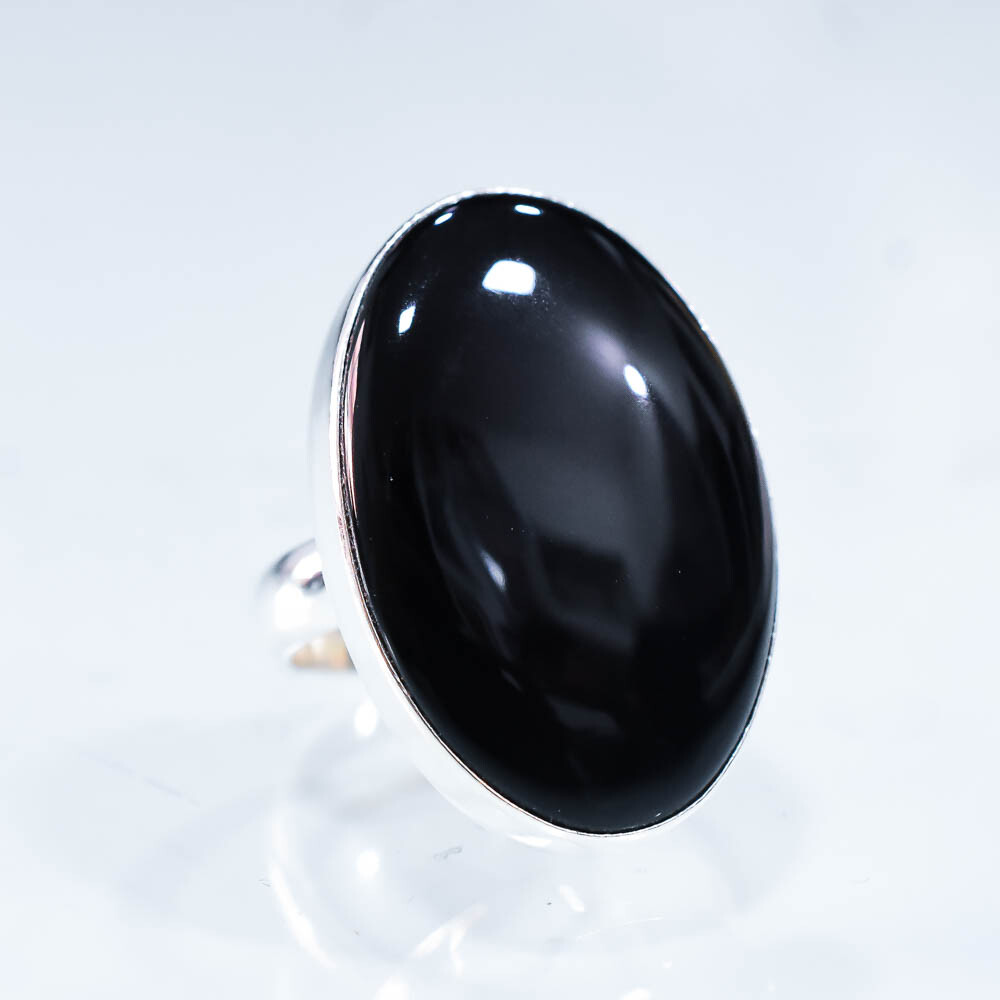 Beautiful Black Onyx Sterling Silver Gamestone Handmade Wedding Ring VV-134