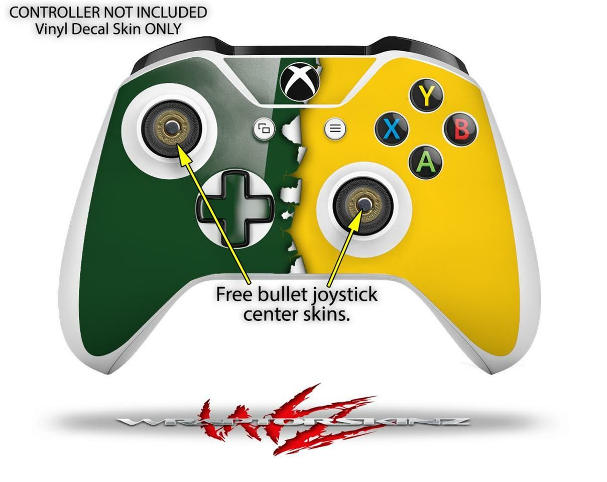 Skin XBOX One S Console Controller Ripped Colors Green Yellow