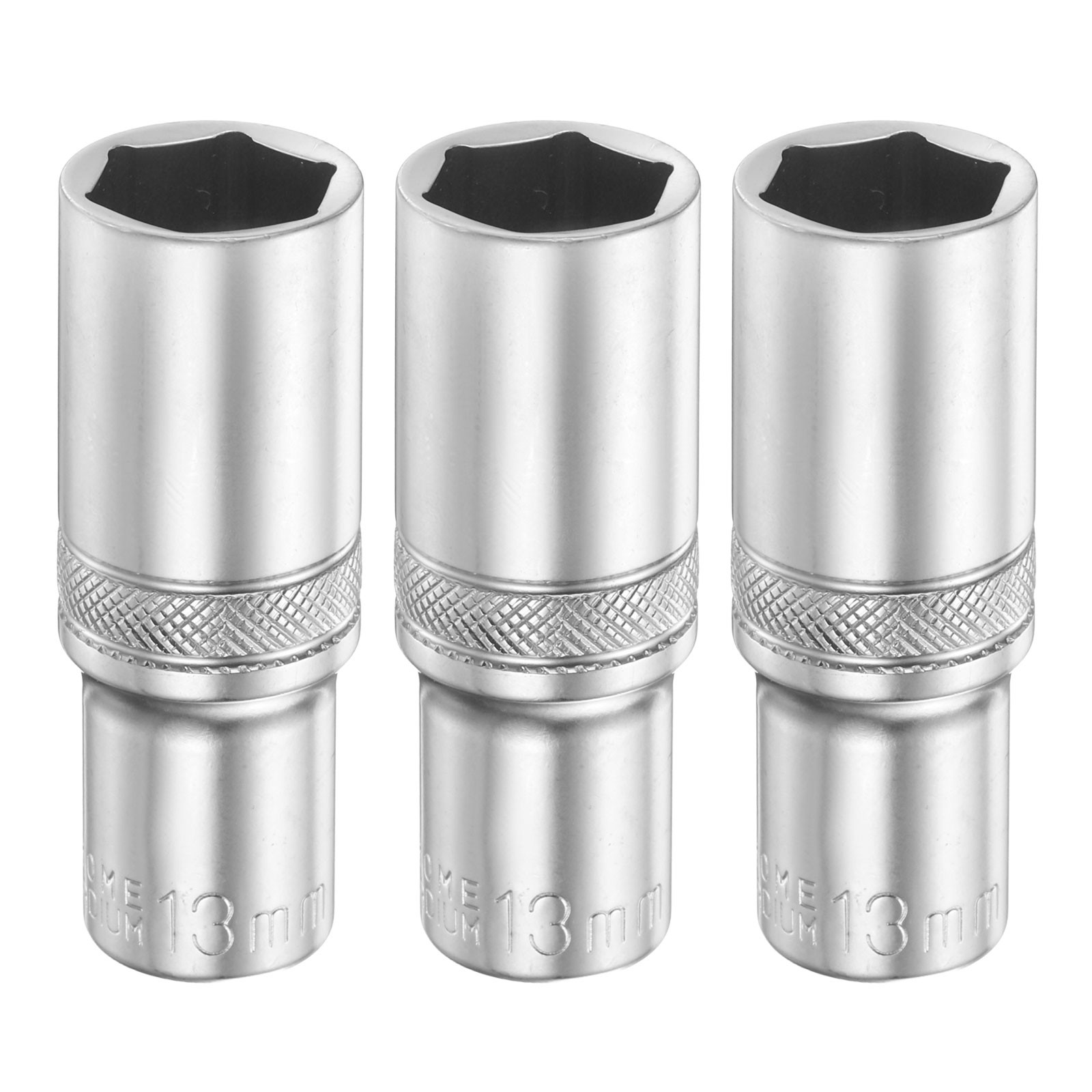 3pcs 6 Points Deep Socket 1/4" Drive 13mm Nickel Plating Flip Sleeve 2" Long
