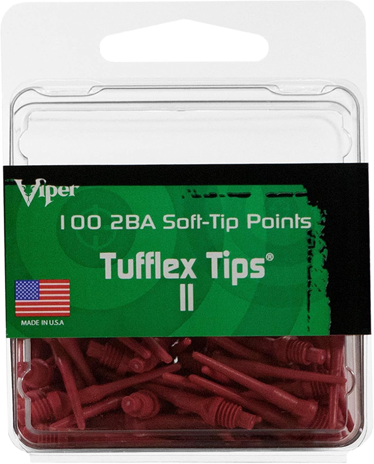 Viper Tufflex II 100 Pack Soft Tip Dart Points - Durable 2BA Replacement Tips